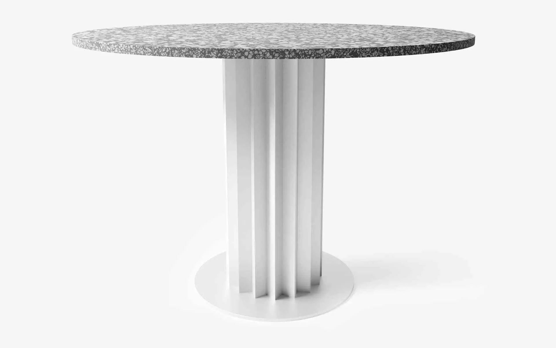 RECALLED Yuvarlak Masa Beyaz Metal Terrazzo | lagu