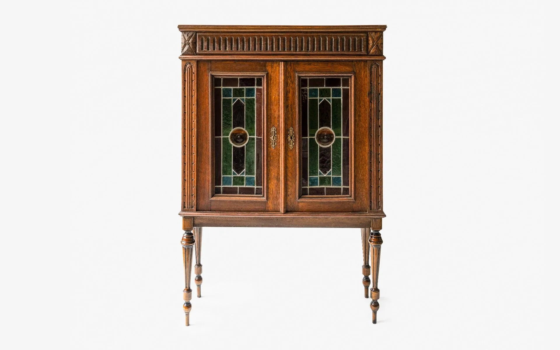 Vitray Camlı Vintage Ahşap Büfe - lagu.shop - Büfe