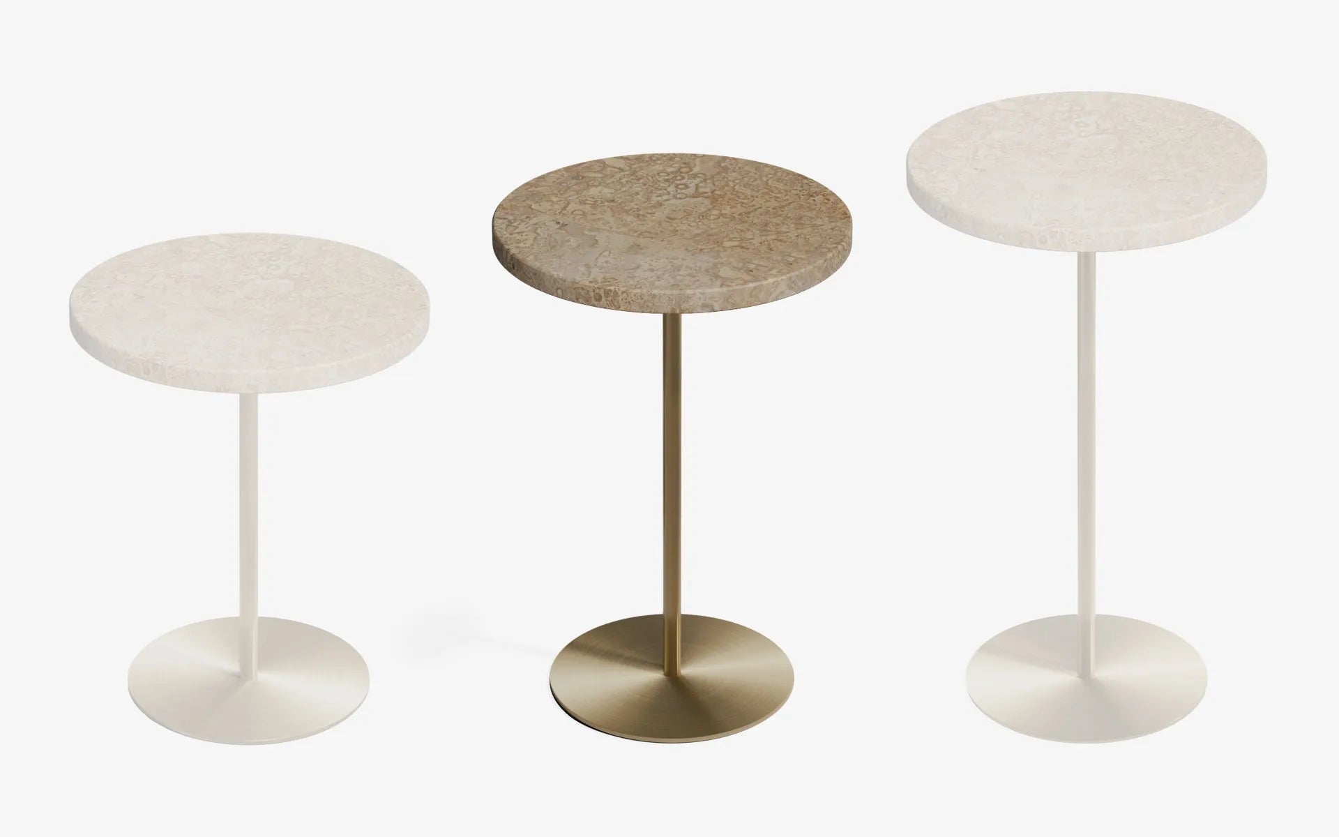 BASIC Yan Sehpa Bej Traverten Pirinç Kaplama 52 cm | lagu