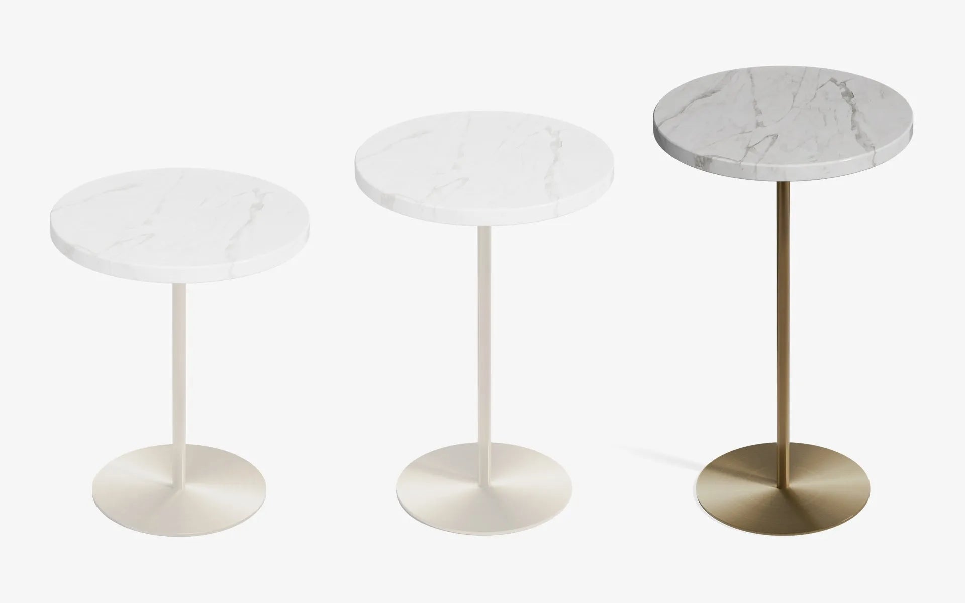 BASIC Yan Sehpa Carrara White Pirinç Kaplama 60 cm | lagu