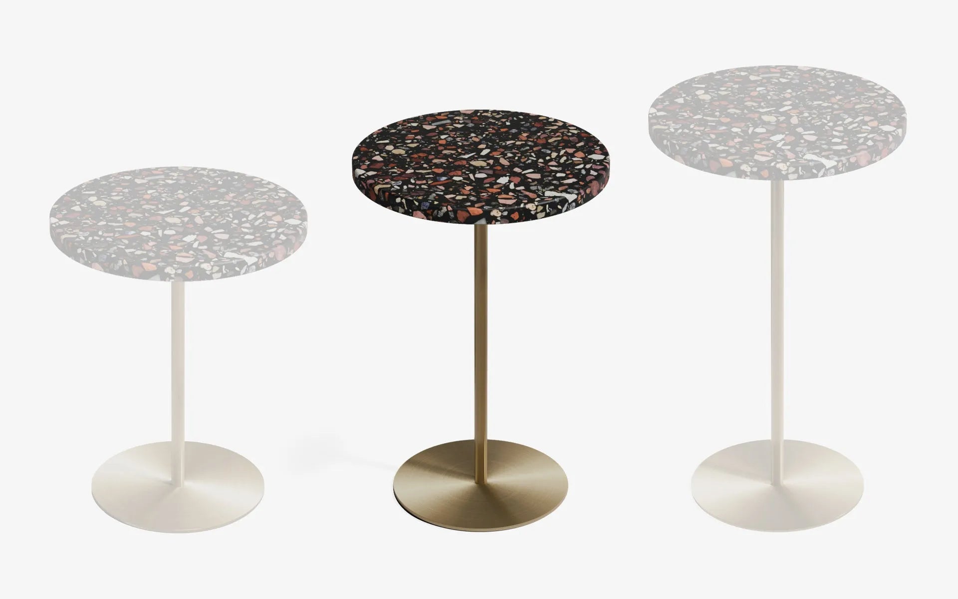 BASIC Yan Sehpa Terrazzo Siyah Terrazzo Pirinç Kaplama 52 cm | lagu