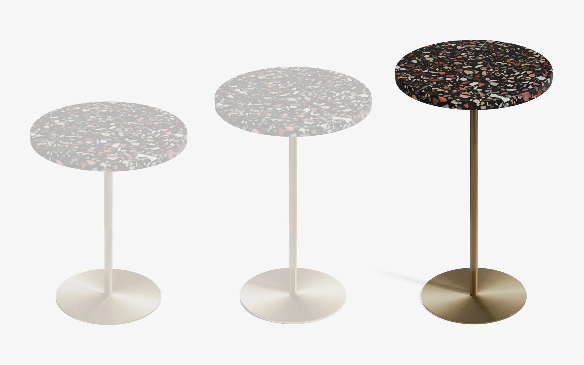 BASIC Yan Sehpa Terrazzo Siyah Terrazzo Pirinç Kaplama 60 cm | lagu