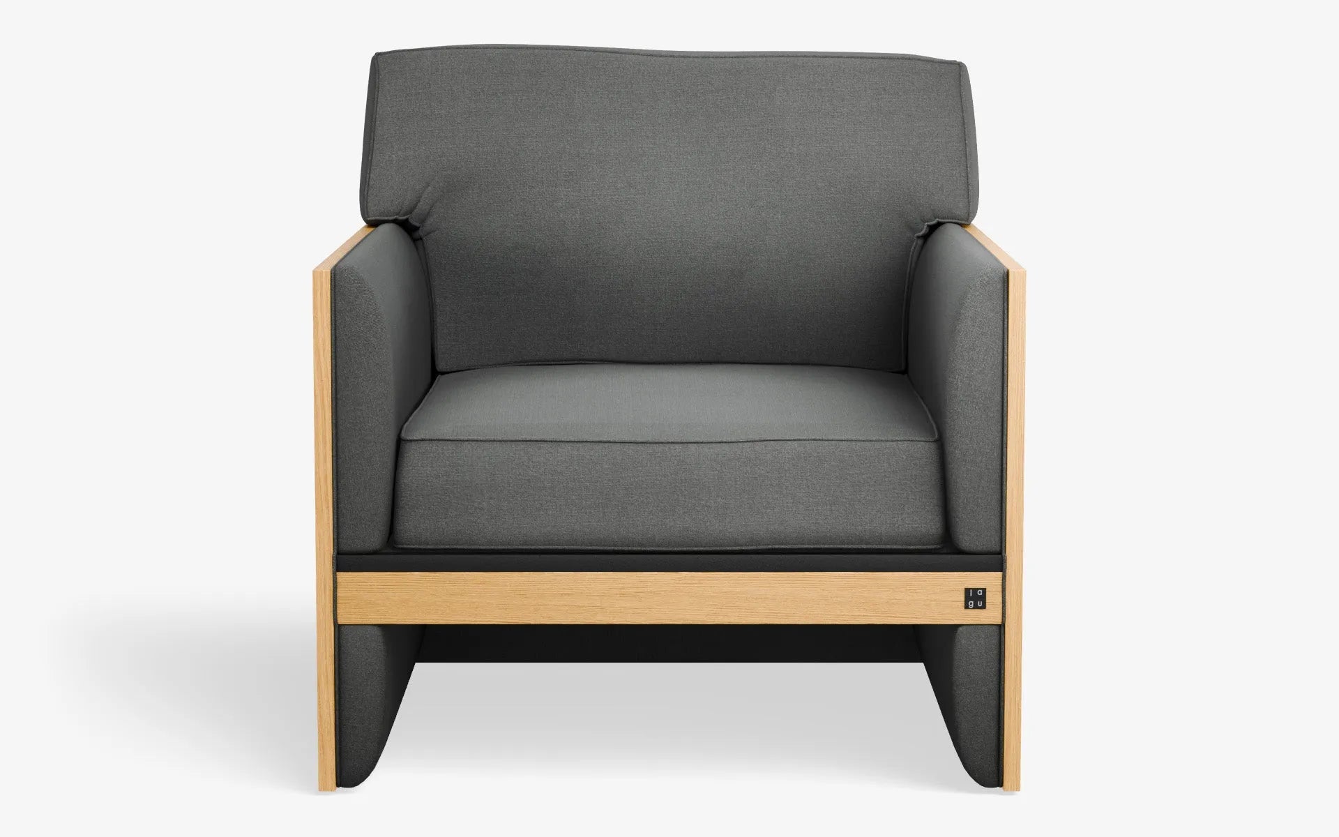 FAMED Berjer Tekli Koltuk Ahşap Kolçak Gri Dokulu Gofrato Siyah Açık Meşe Kaplama | lagu