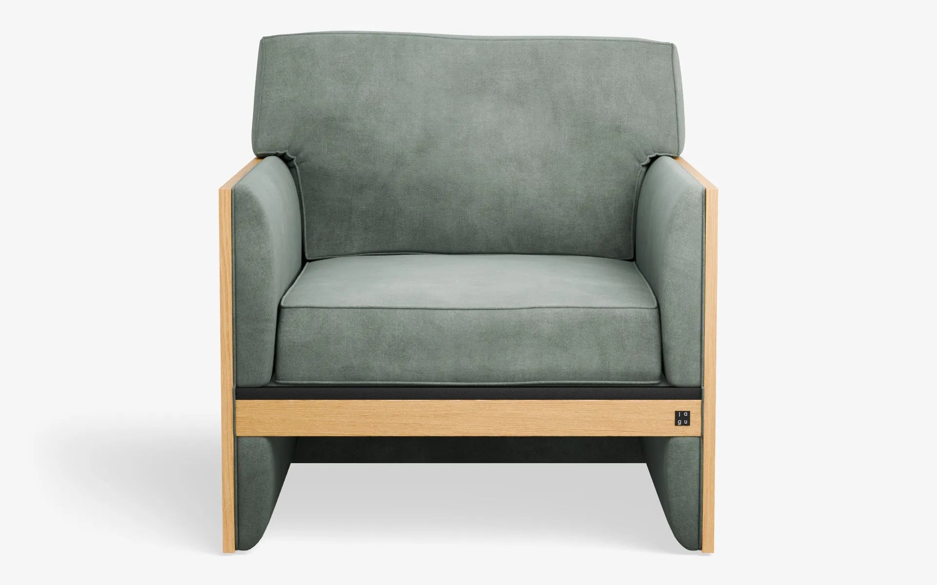 FAMED Berjer Tekli Koltuk Ahşap Kolçak Gri Kadife Gofrato Siyah Açık Meşe Kaplama | lagu