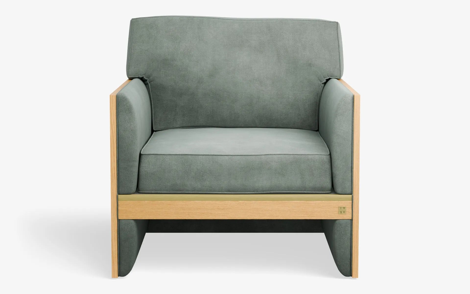 FAMED Berjer Tekli Koltuk Ahşap Kolçak Gri Kadife Pirinç Kaplama Açık Meşe Kaplama | lagu