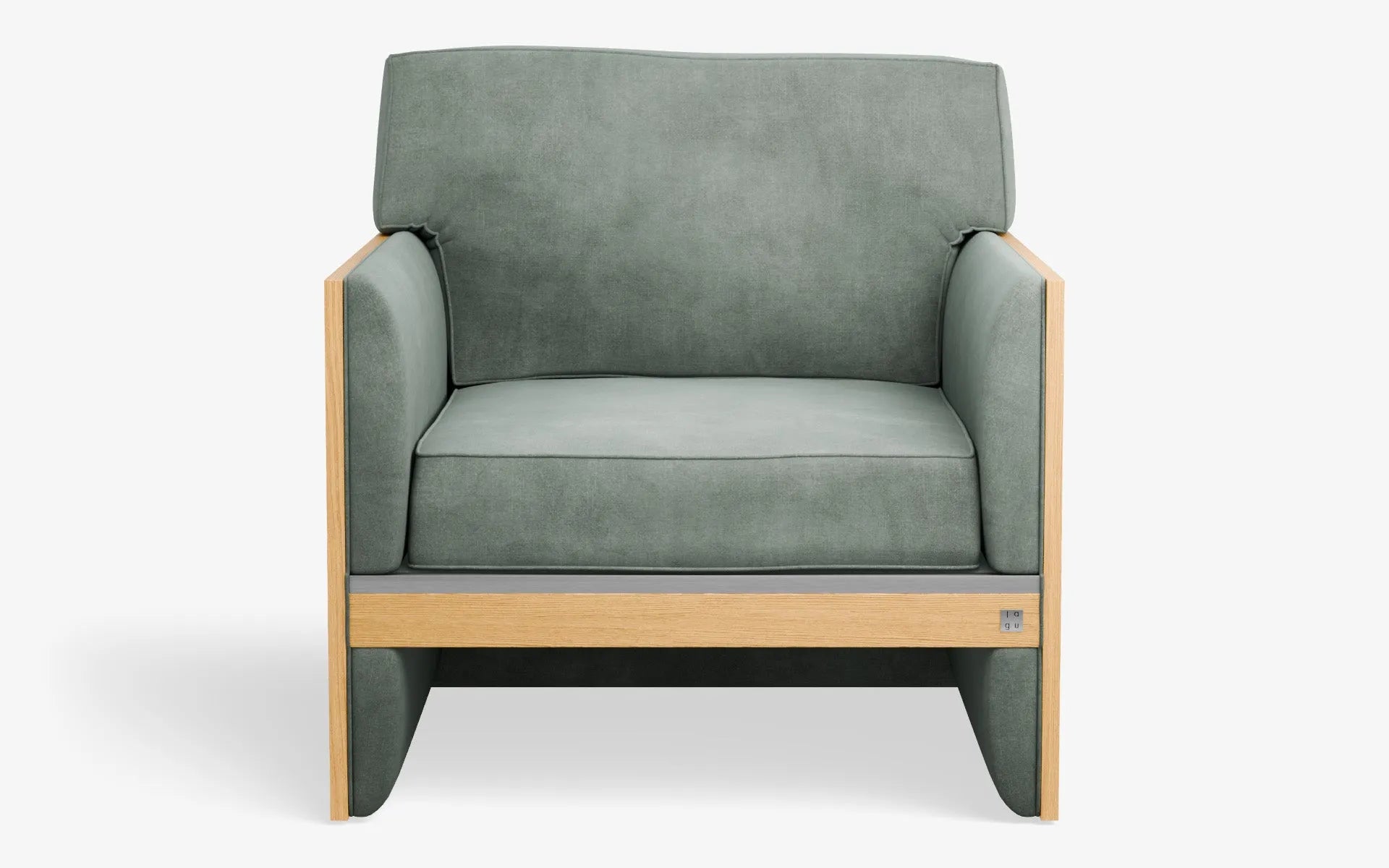 FAMED Berjer Tekli Koltuk Ahşap Kolçak Gri Kadife Satine Krom Açık Meşe Kaplama | lagu