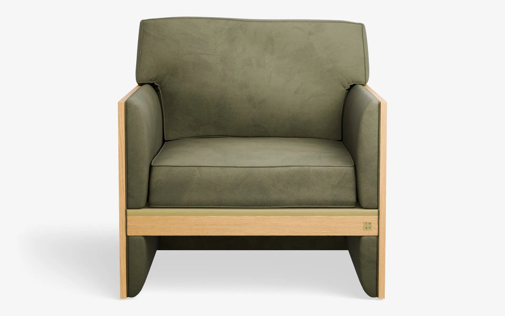 FAMED Berjer Tekli Koltuk Ahşap Kolçak Yeşil Kadife Pirinç Kaplama Açık Meşe Kaplama | lagu