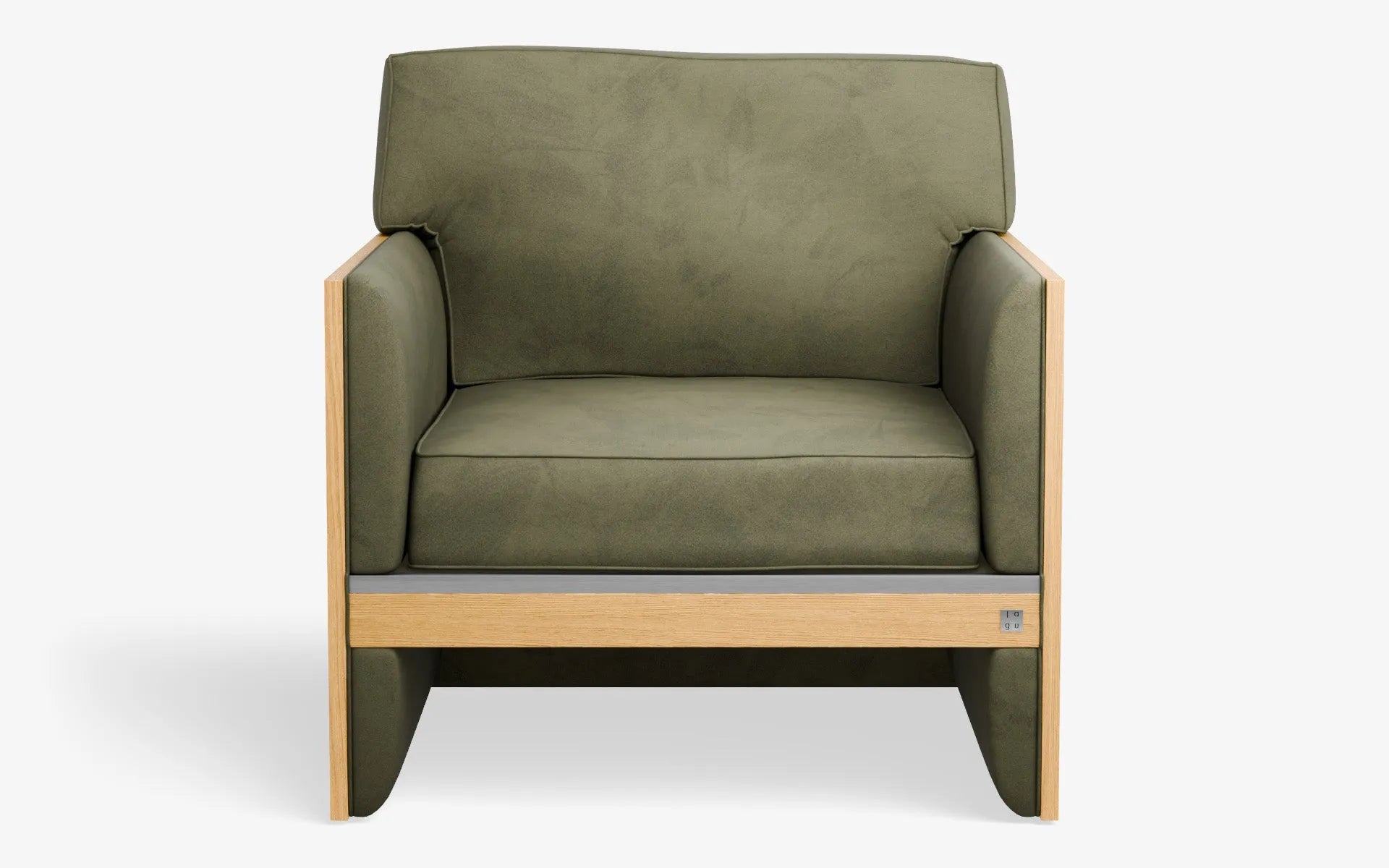 FAMED Berjer Tekli Koltuk Ahşap Kolçak Yeşil Kadife Satine Krom Açık Meşe Kaplama | lagu