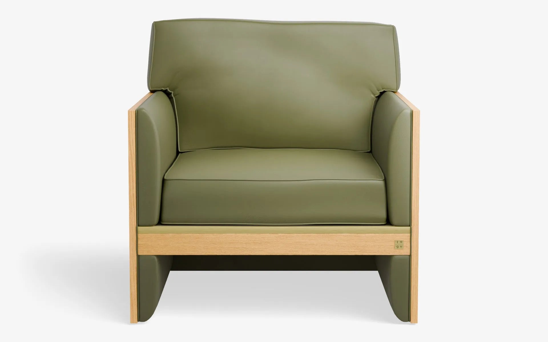 FAMED Berjer Tekli Koltuk Ahşap Kolçak Yeşil Suni Deri Pirinç Kaplama Açık Meşe Kaplama | lagu