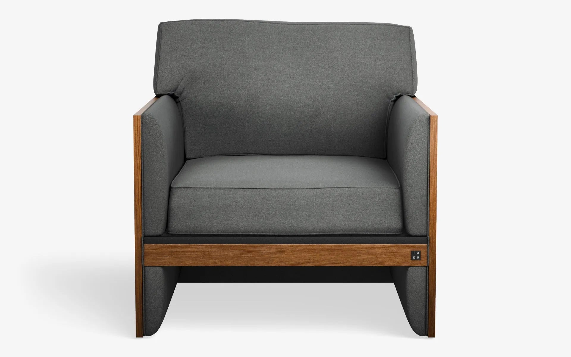 FAMED Berjer Tekli Koltuk Ahşap Kolçak Gri Dokulu Gofrato Siyah Koyu Meşe Kaplama | lagu