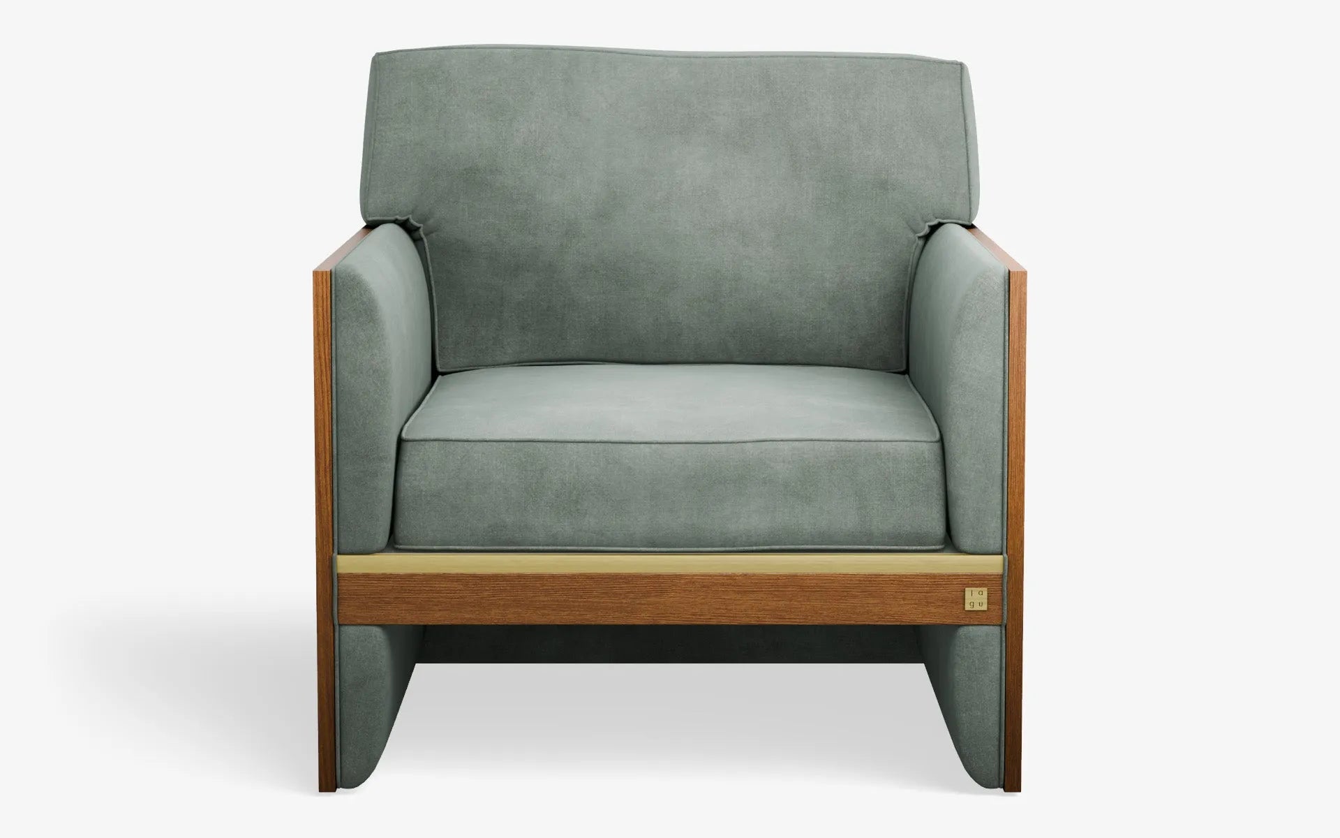 FAMED Berjer Tekli Koltuk Ahşap Kolçak Gri Kadife Pirinç Kaplama Koyu Meşe Kaplama | lagu