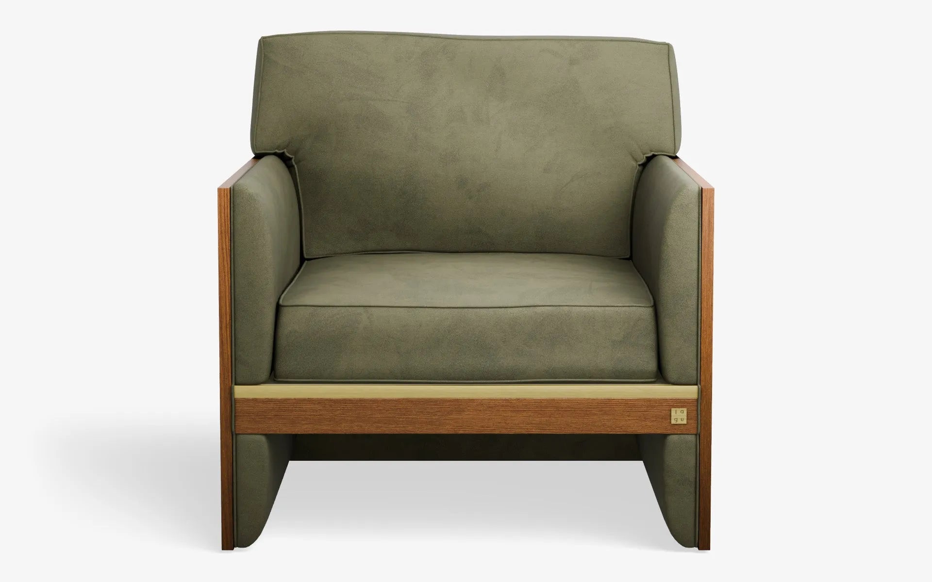 FAMED Berjer Tekli Koltuk Ahşap Kolçak Yeşil Kadife Pirinç Kaplama Koyu Meşe Kaplama | lagu