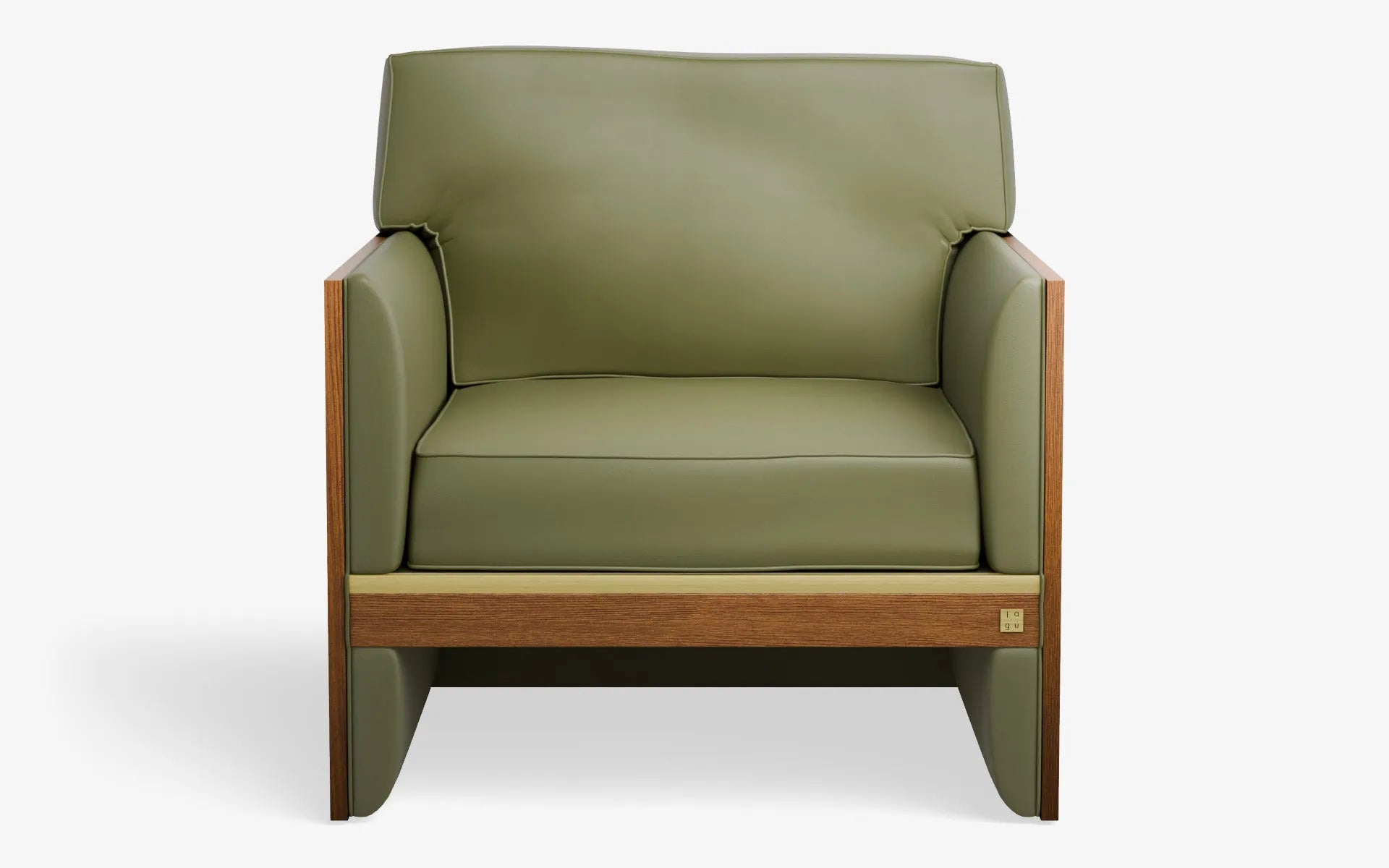 FAMED Berjer Tekli Koltuk Ahşap Kolçak Yeşil Suni Deri Pirinç Kaplama Koyu Meşe Kaplama | lagu
