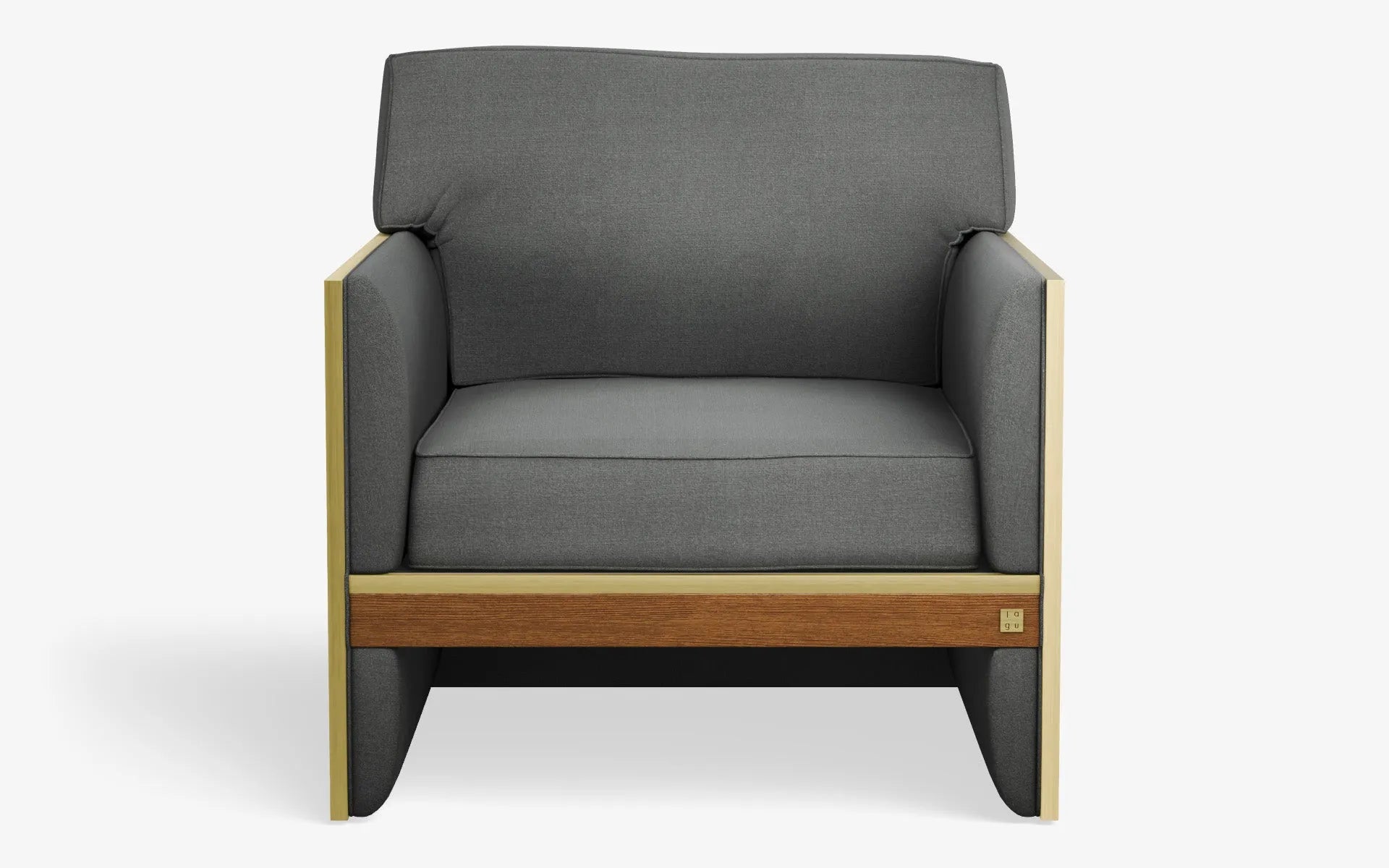 FAMED Berjer Tekli Koltuk Gri Dokulu Koyu Meşe Kaplama Pirinç Kaplama | lagu