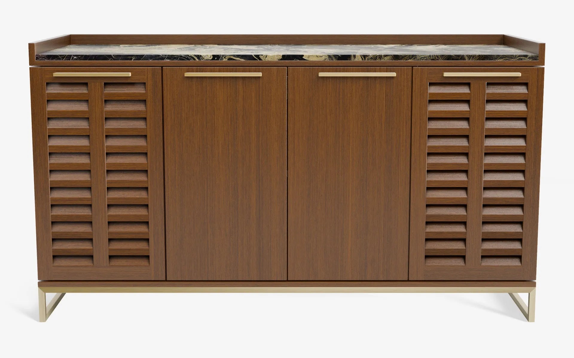 FAMED İçki Dolabı No:2 NERO LABRADOR GOLD Koyu Meşe Kaplama Pirinç Kaplama | lagu