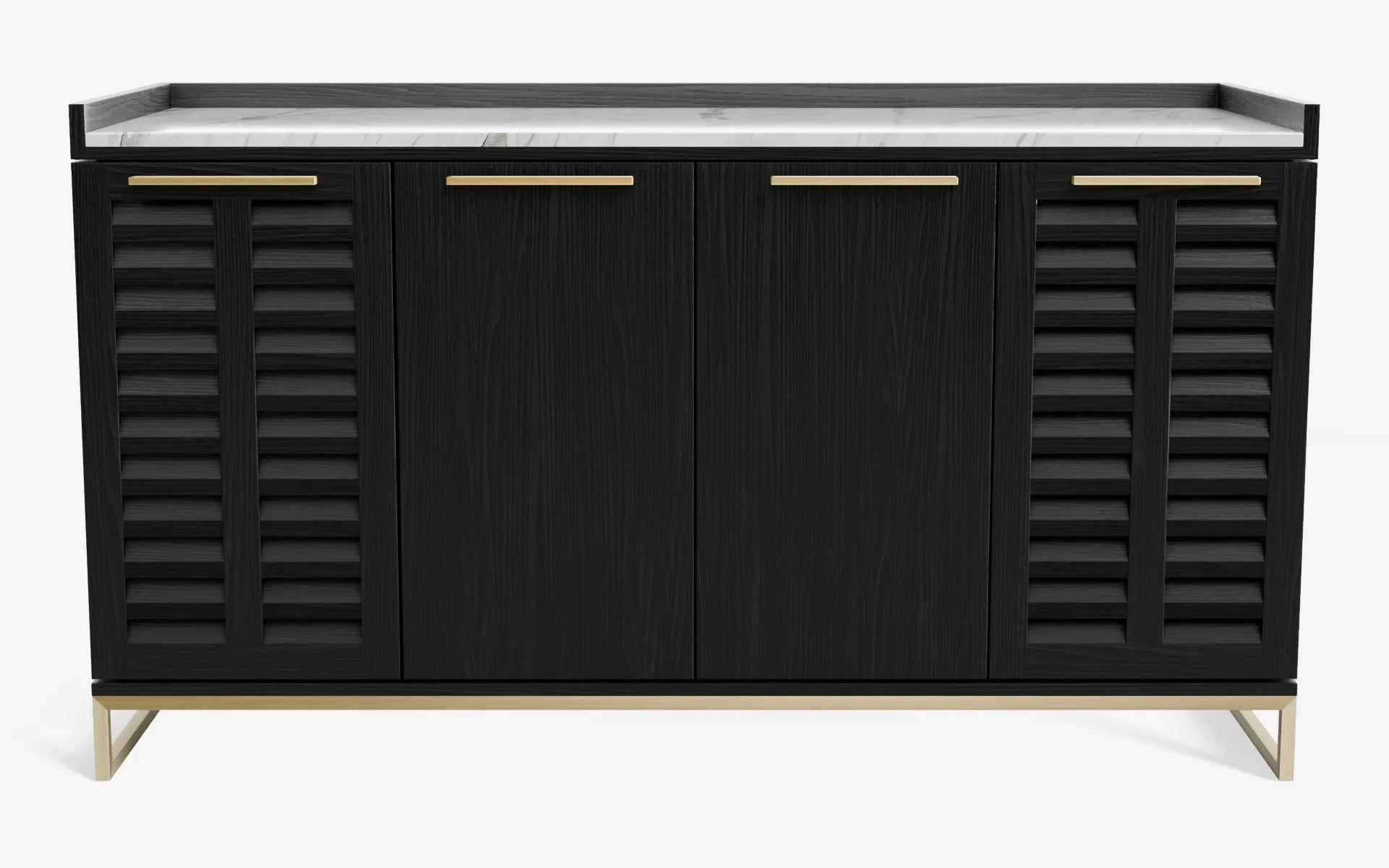 FAMED İçki Dolabı No:2 CARRARA WHITE Siyah Amerikan Cila Pirinç Kaplama | lagu