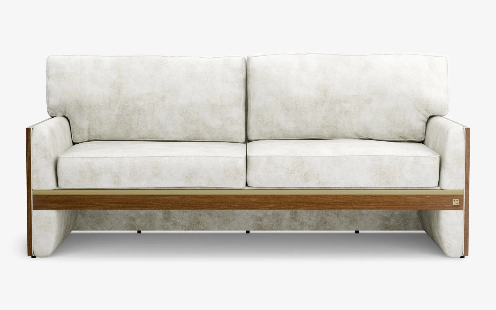 FAMED İkili Kanepe Ahşap Kolçak Açık Gri Kadife Pirinç Kaplama Koyu Meşe Kaplama | lagu