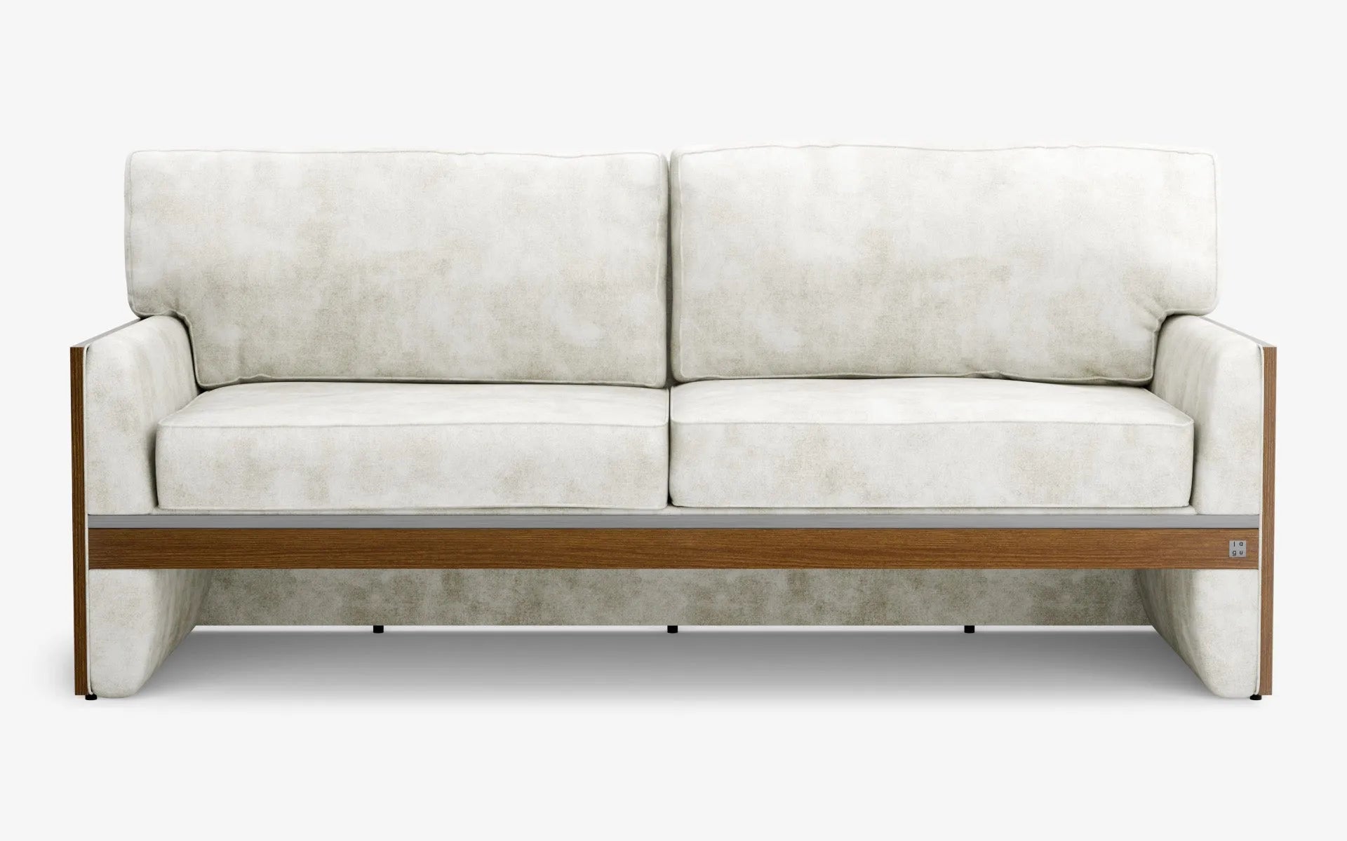 FAMED İkili Kanepe Ahşap Kolçak Açık Gri Kadife Satine Krom Koyu Meşe Kaplama | lagu