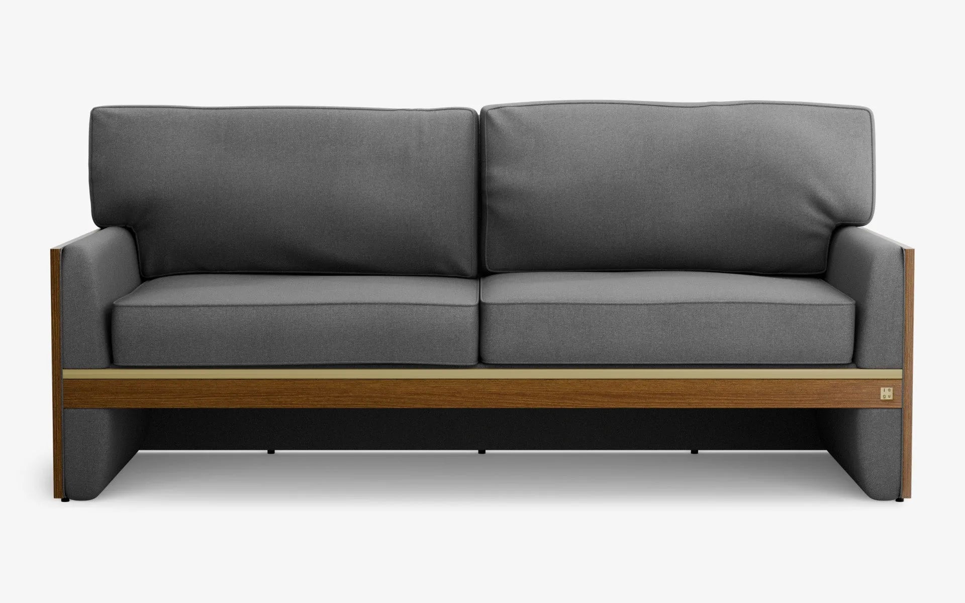 FAMED İkili Kanepe Ahşap Kolçak Gri Dokulu Pirinç Kaplama Koyu Meşe Kaplama | lagu