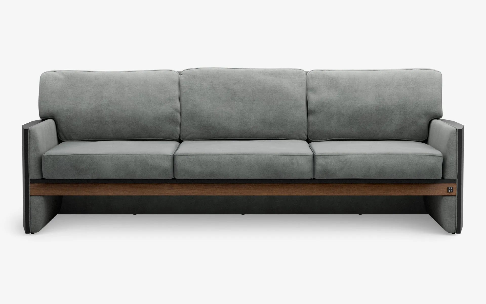 FAMED Üçlü Kanepe Bold Gri Kadife Koyu Meşe Kaplama Gofrato Siyah | lagu