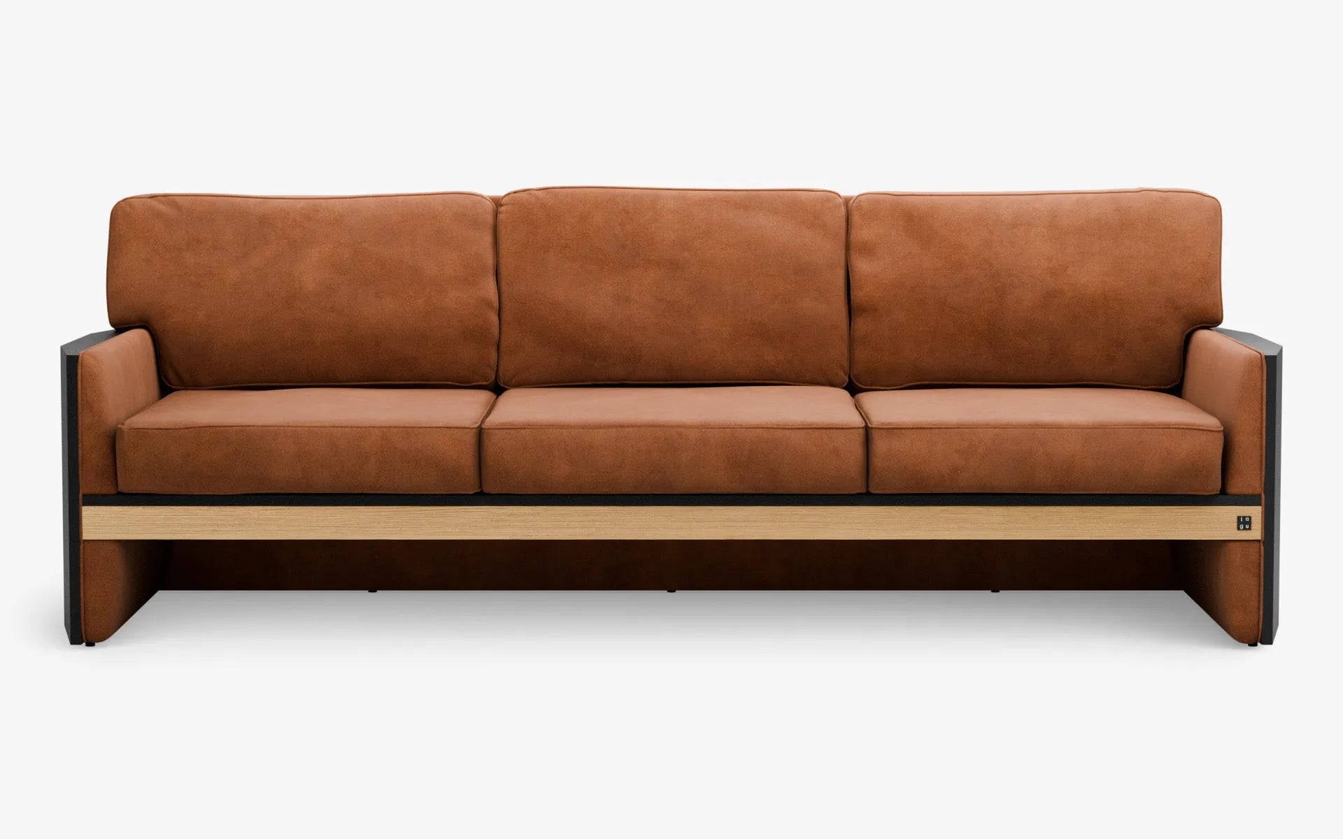 FAMED Üçlü Kanepe Bold Turuncu Kadife Açık Meşe Kaplama Gofrato Siyah | lagu