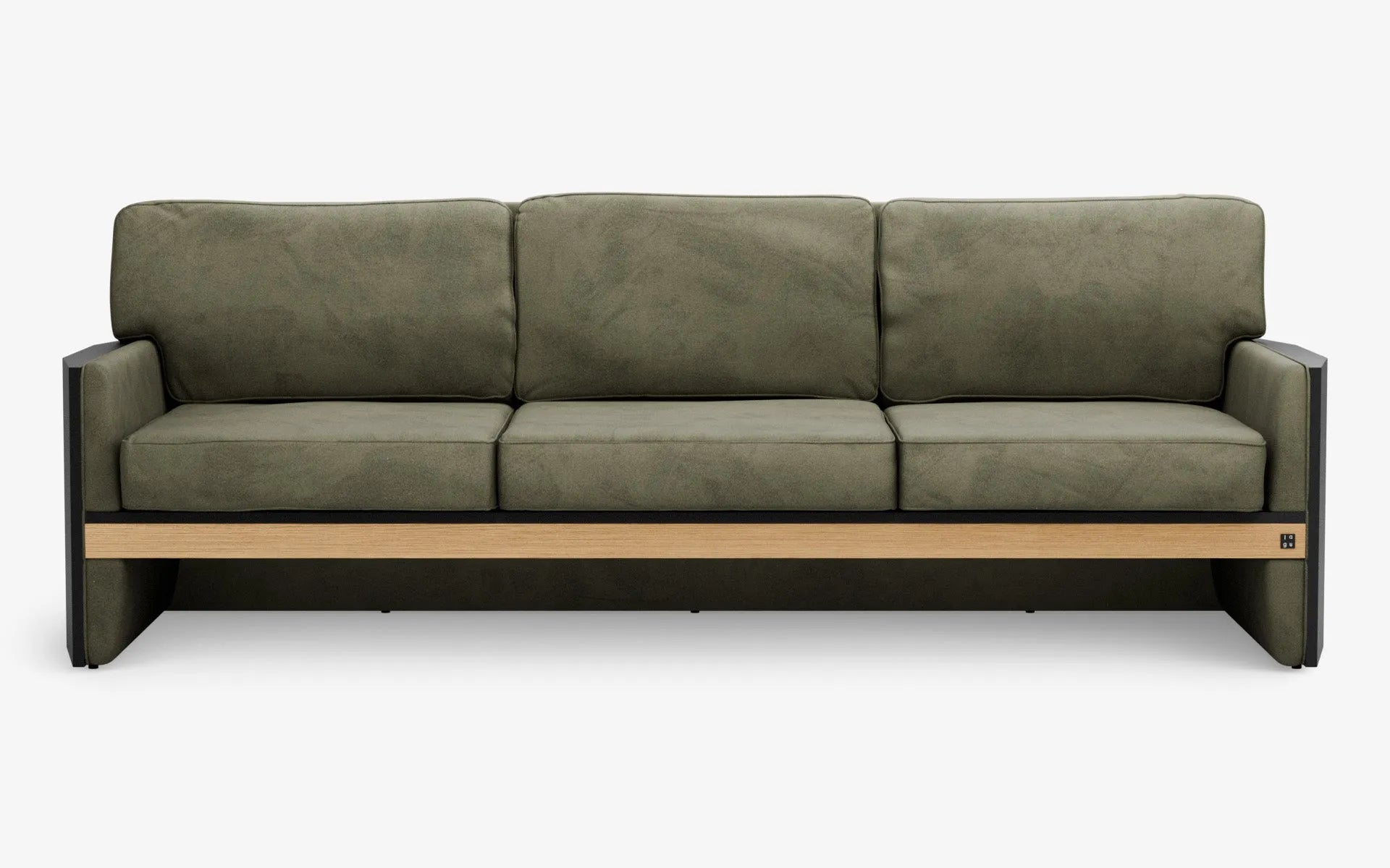 FAMED Üçlü Kanepe Bold Yeşil Kadife Açık Meşe Kaplama Gofrato Siyah | lagu