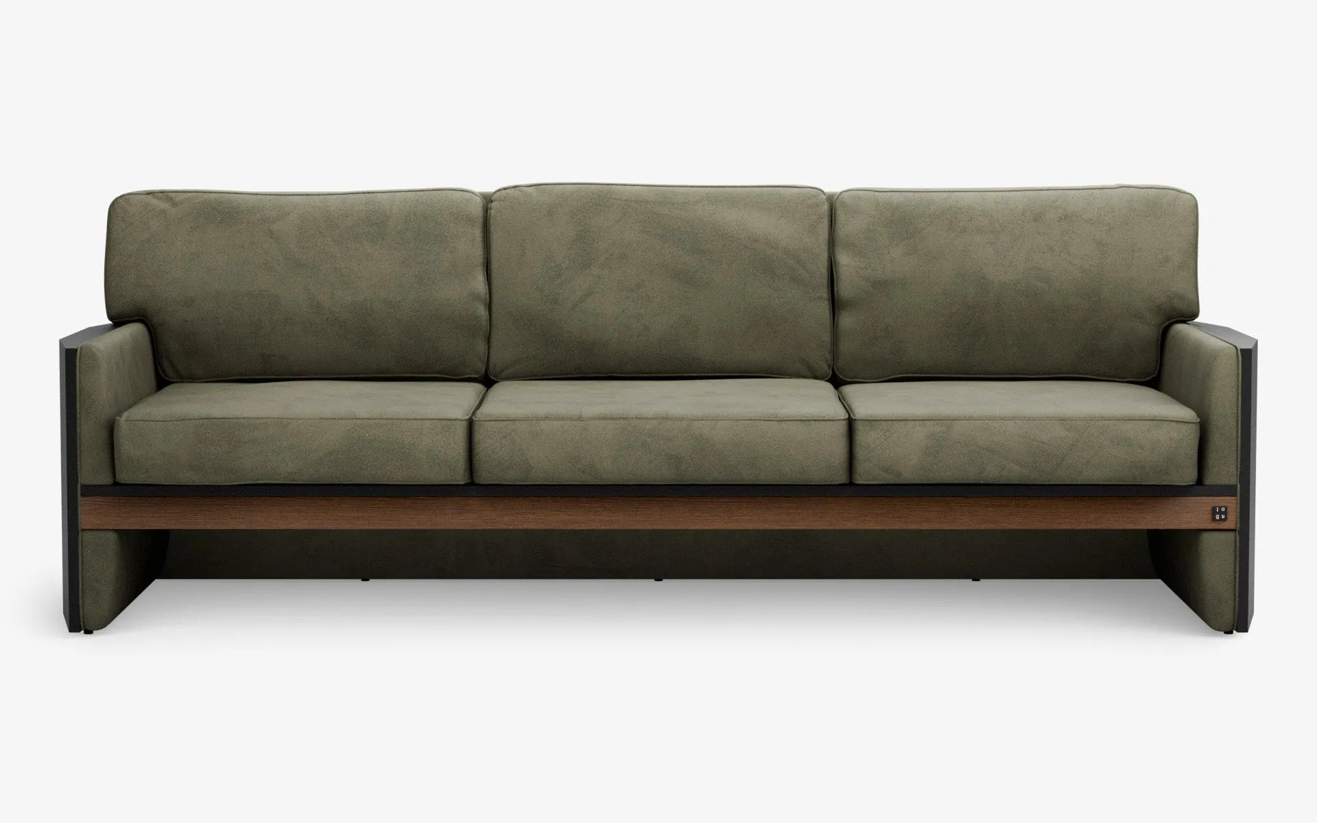 FAMED Üçlü Kanepe Bold Yeşil Kadife Koyu Meşe Kaplama Gofrato Siyah | lagu