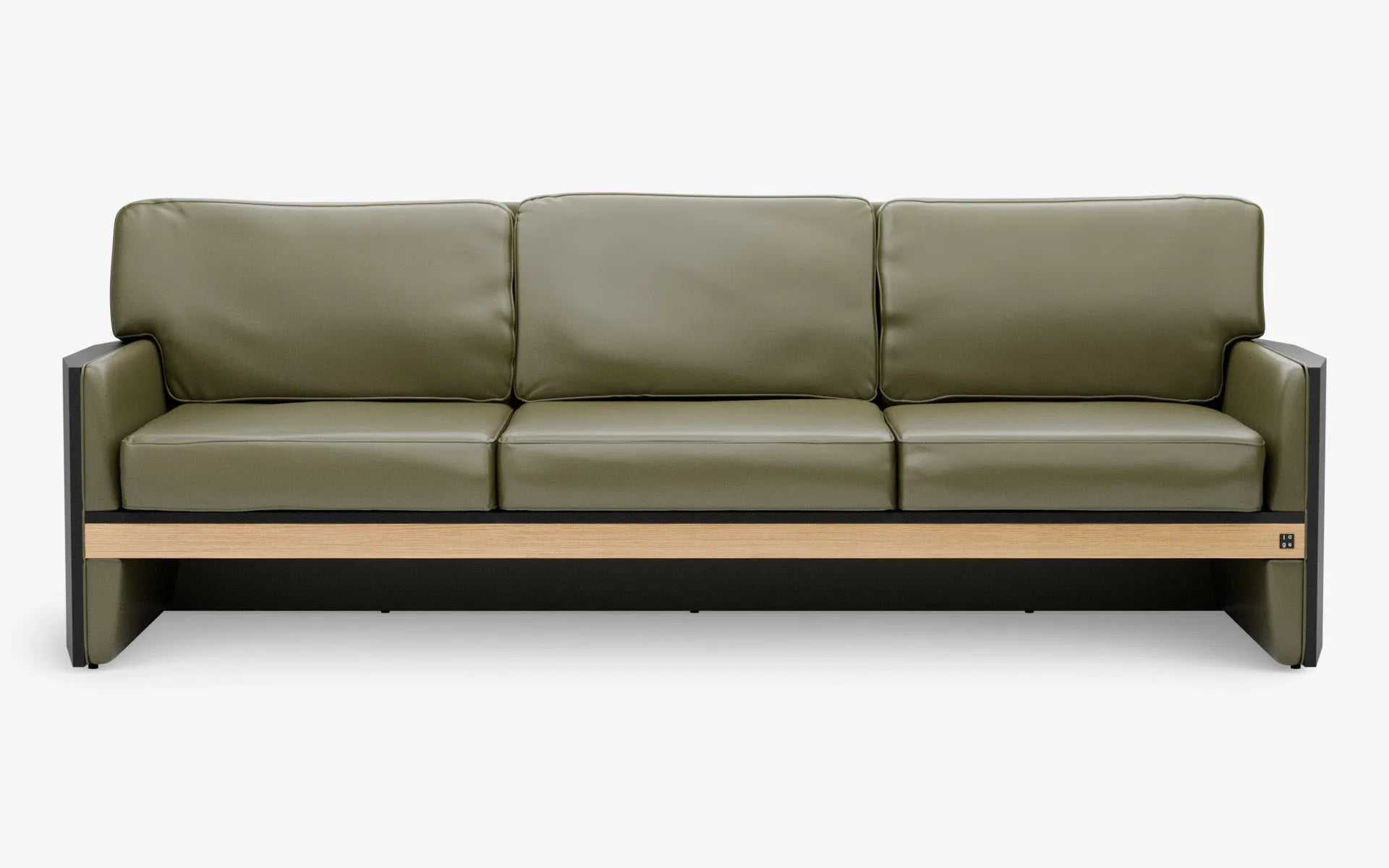FAMED Üçlü Kanepe Bold Yeşil Suni Deri Açık Meşe Kaplama Gofrato Siyah | lagu