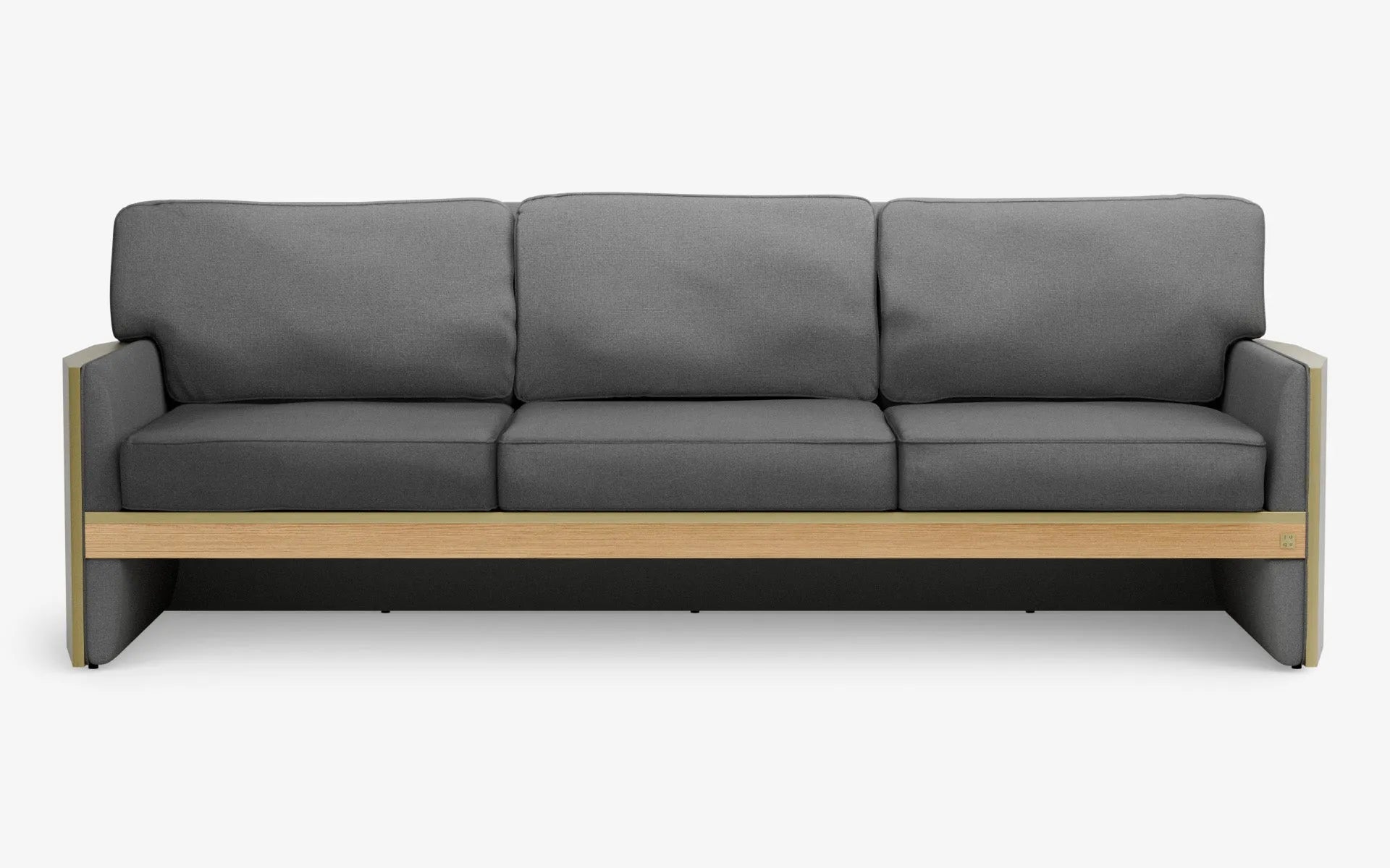 FAMED Üçlü Kanepe Bold Gri Dokulu Açık Meşe Kaplama Pirinç Kaplama | lagu