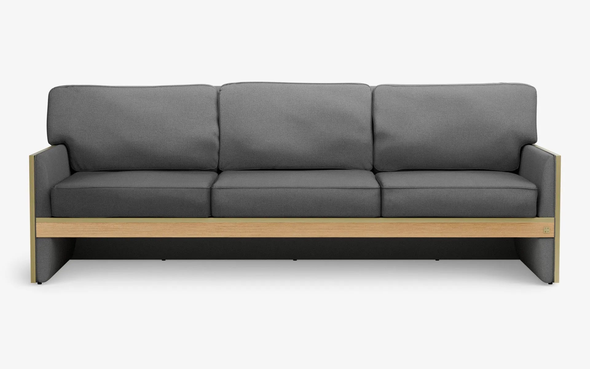 FAMED Üçlü Kanepe Gri Dokulu Pirinç Kaplama Açık Meşe Kaplama | lagu