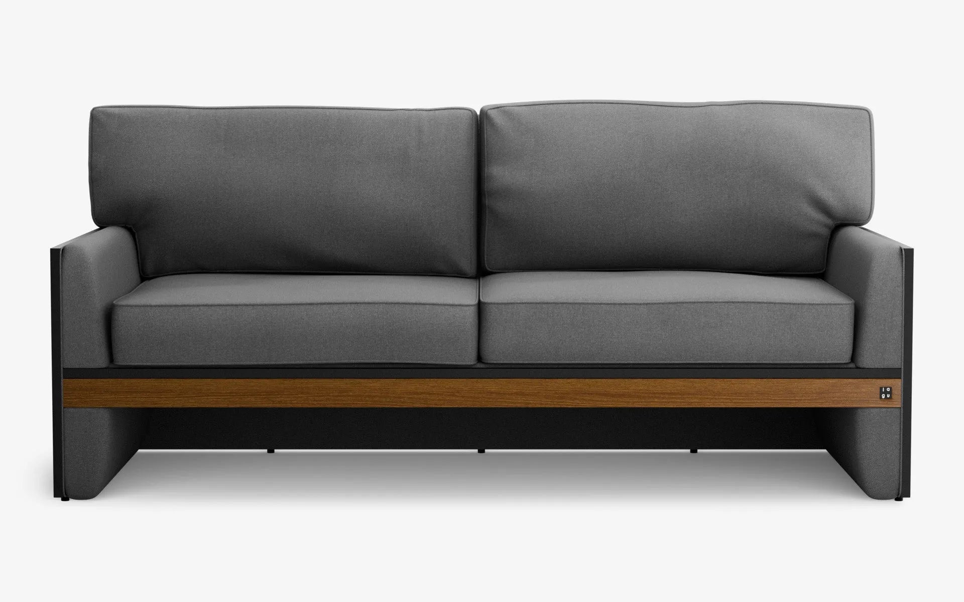 FAMED İkili Kanepe Gri Dokulu Gofrato Siyah Koyu Meşe Kaplama | lagu