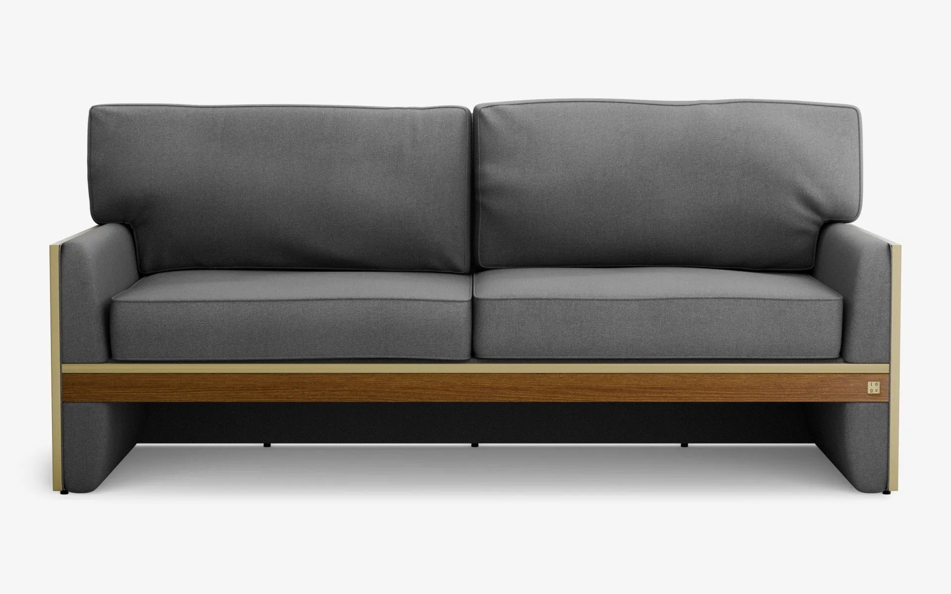 FAMED İkili Kanepe Gri Dokulu Pirinç Kaplama Koyu Meşe Kaplama | lagu