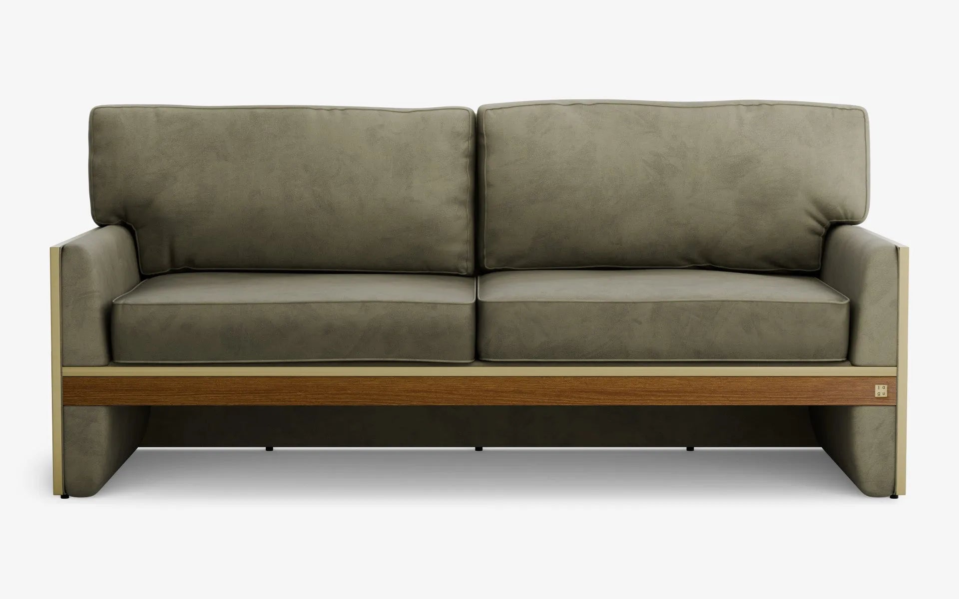 FAMED İkili Kanepe Yeşil Kadife Pirinç Kaplama Koyu Meşe Kaplama | lagu