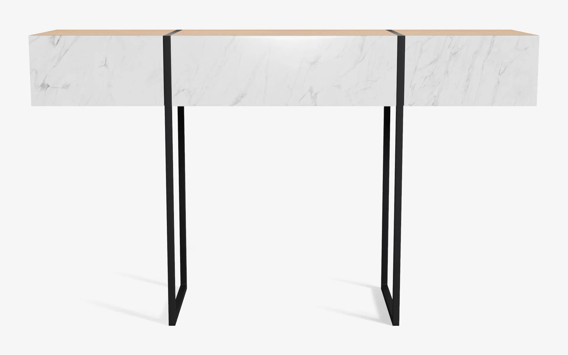 FAMED Makyaj Masası CARRARA WHITE Gofrato Siyah Açık Meşe Kaplama | lagu