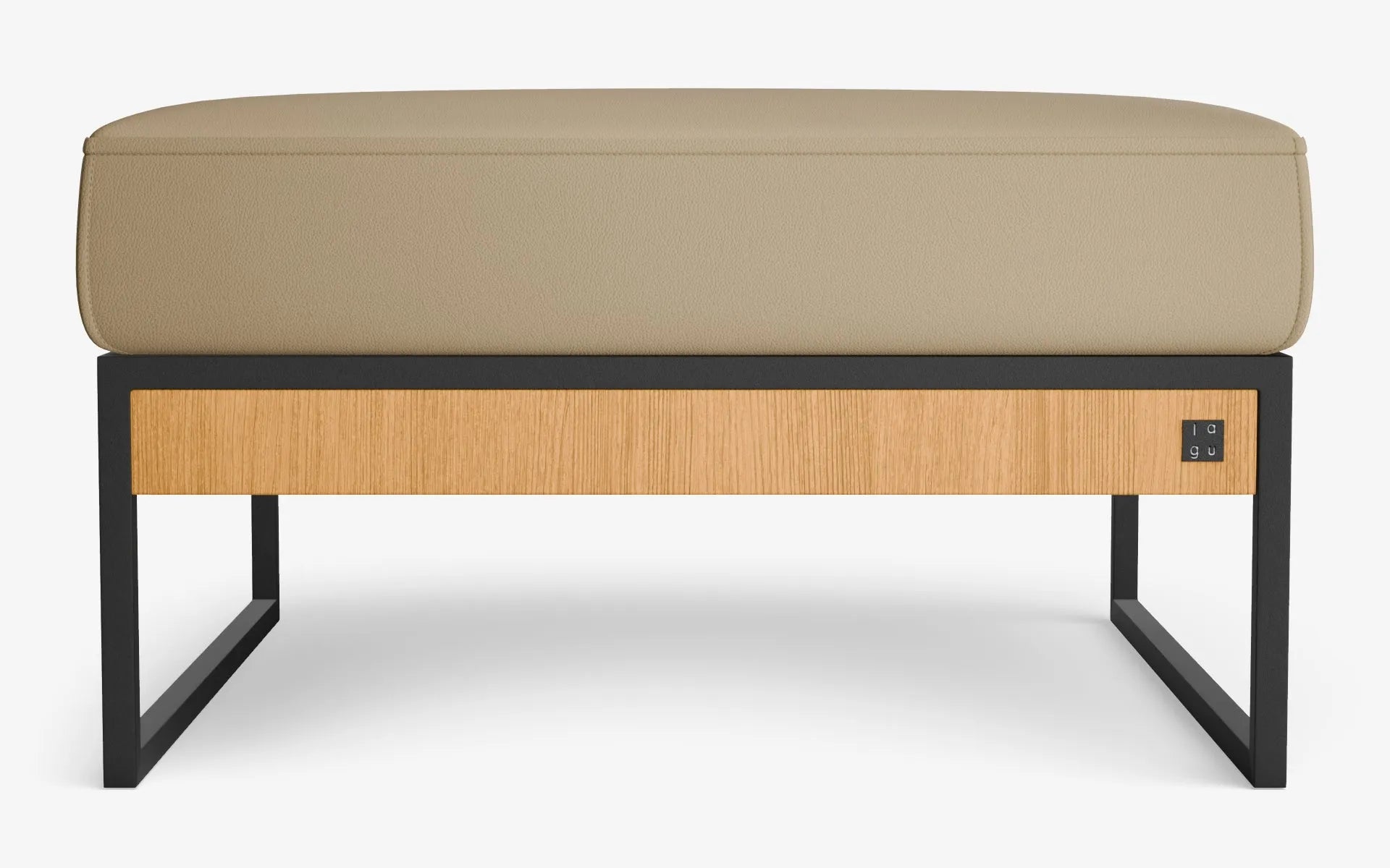 FAMED Puf Bej Suni Deri Gofrato Siyah Açık Meşe Kaplama | lagu