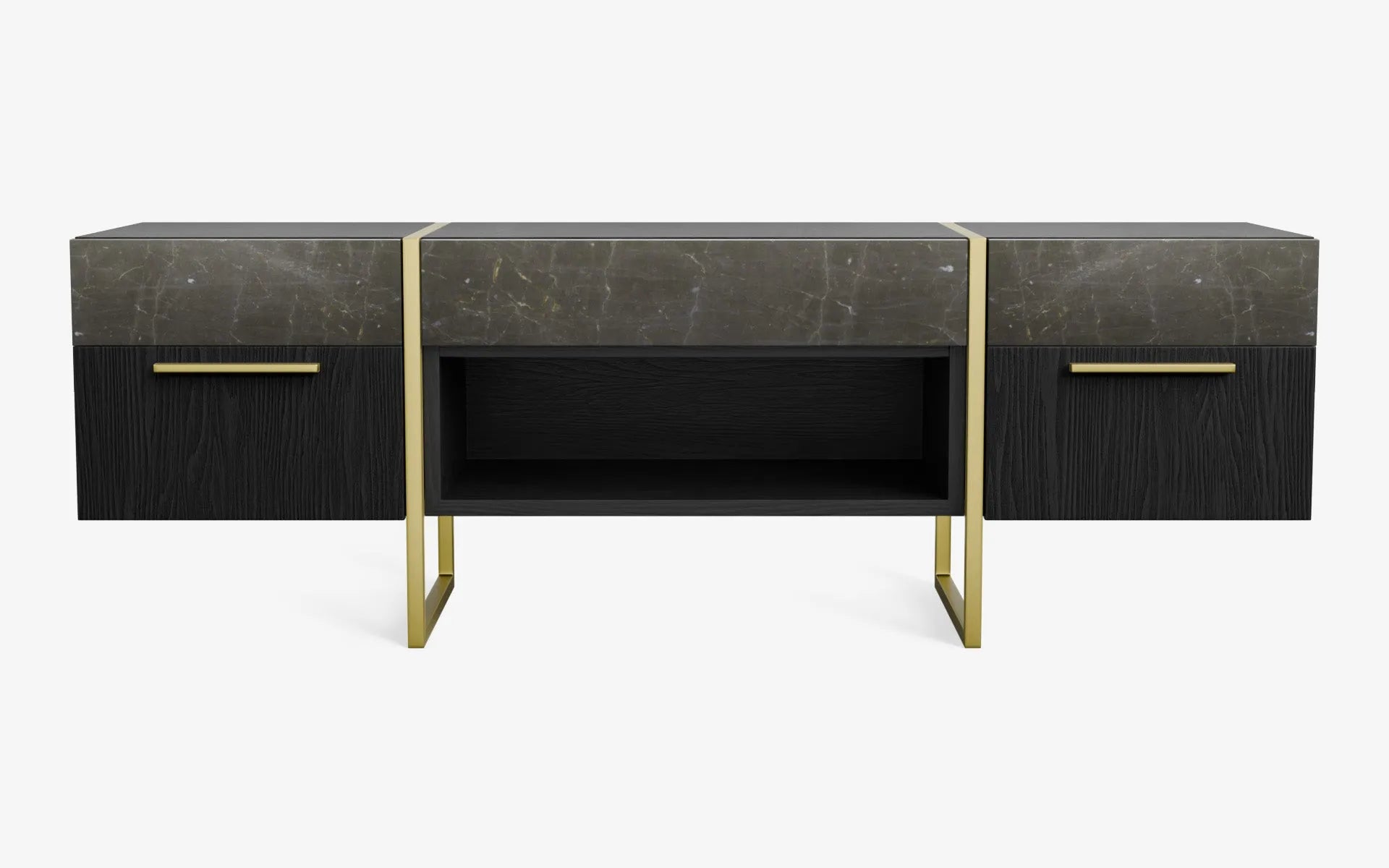 FAMED TV Ünitesi No:1 OLIVE MAROON Siyah Amerikan Cila Pirinç Kaplama | lagu