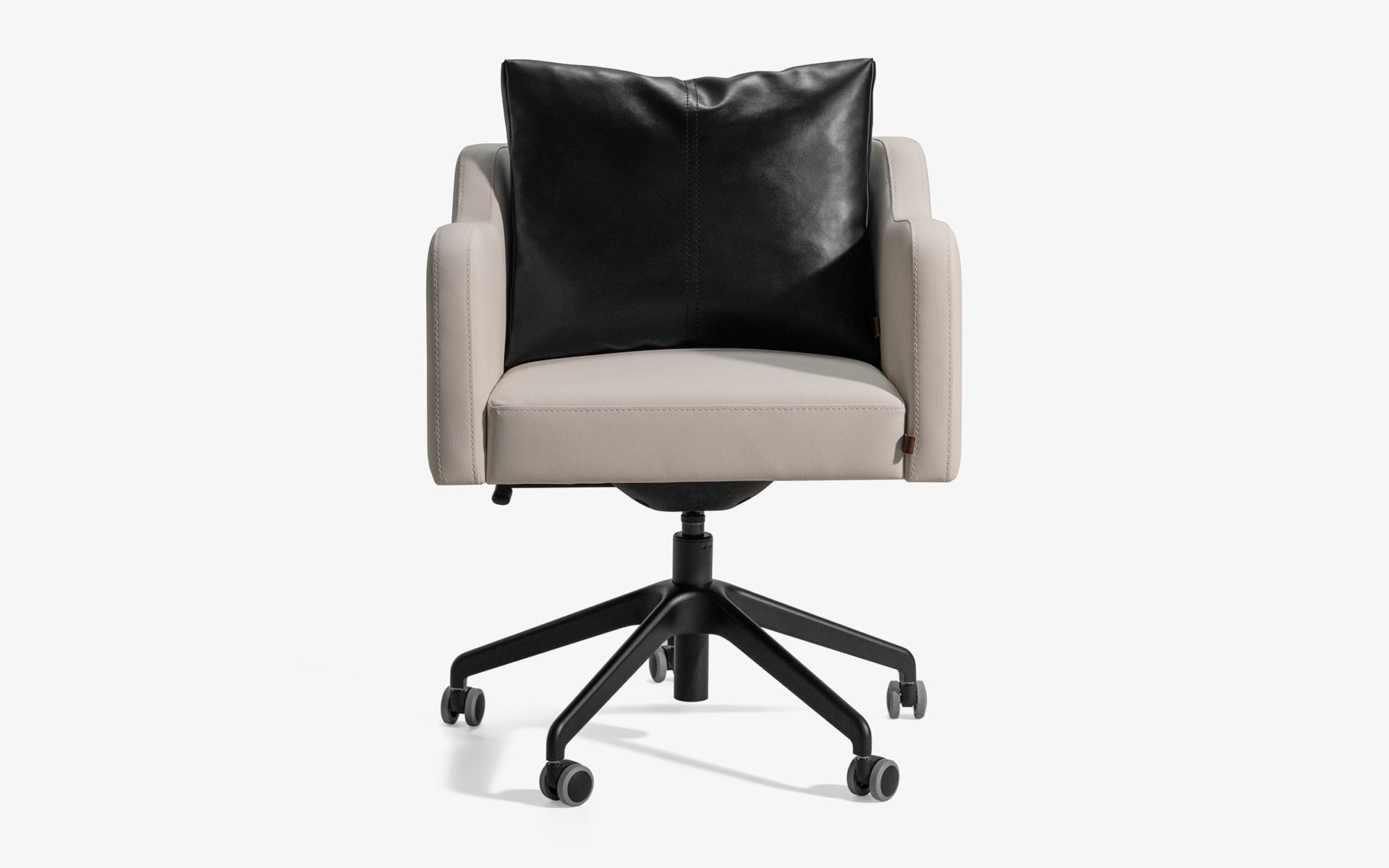 PAPILLONNE Ofis Sandalyesi Tekerlekli Krem Suni Deri Siyah Siyah Suni Deri | lagu