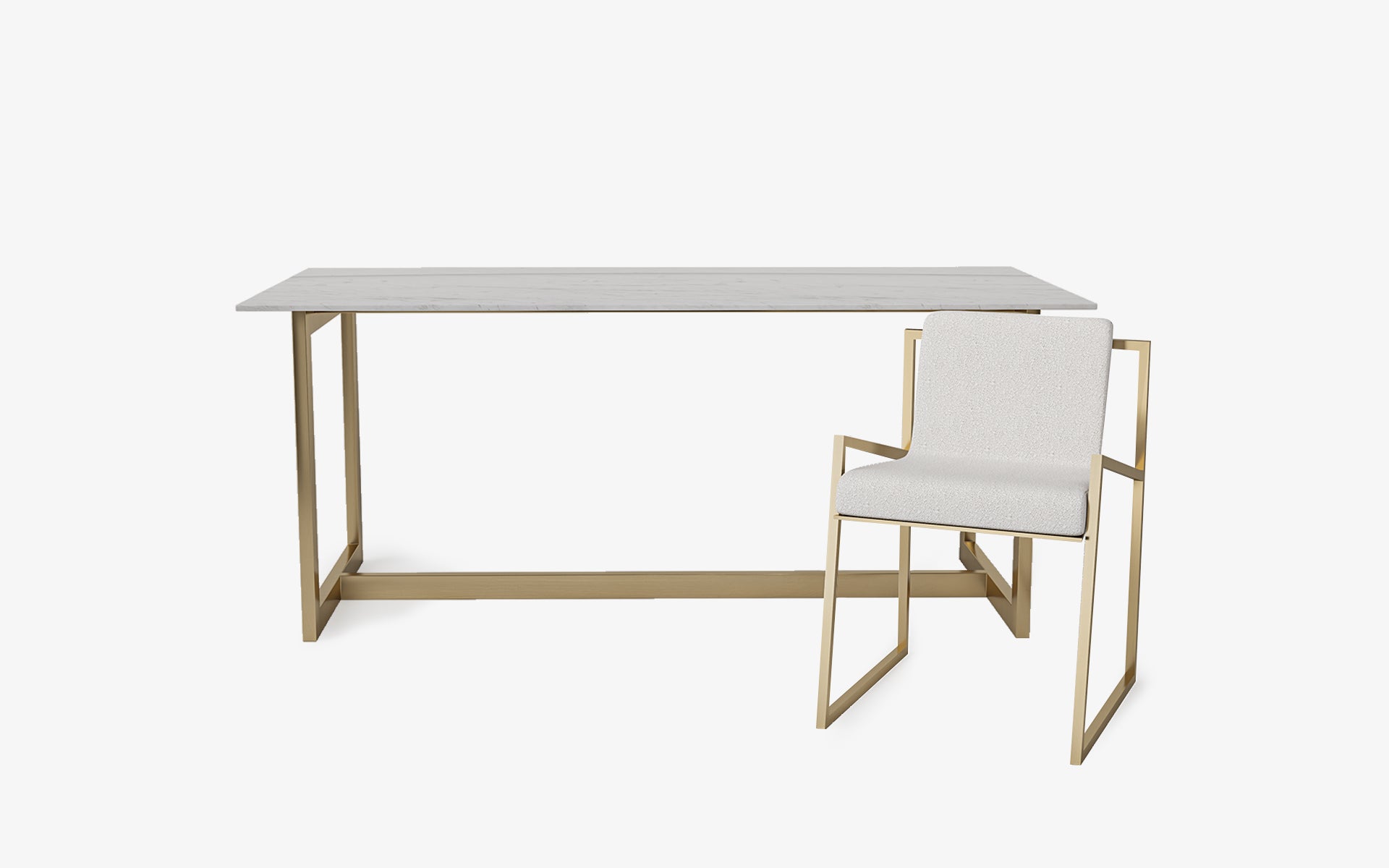 Famed Brass Table Calacatta White