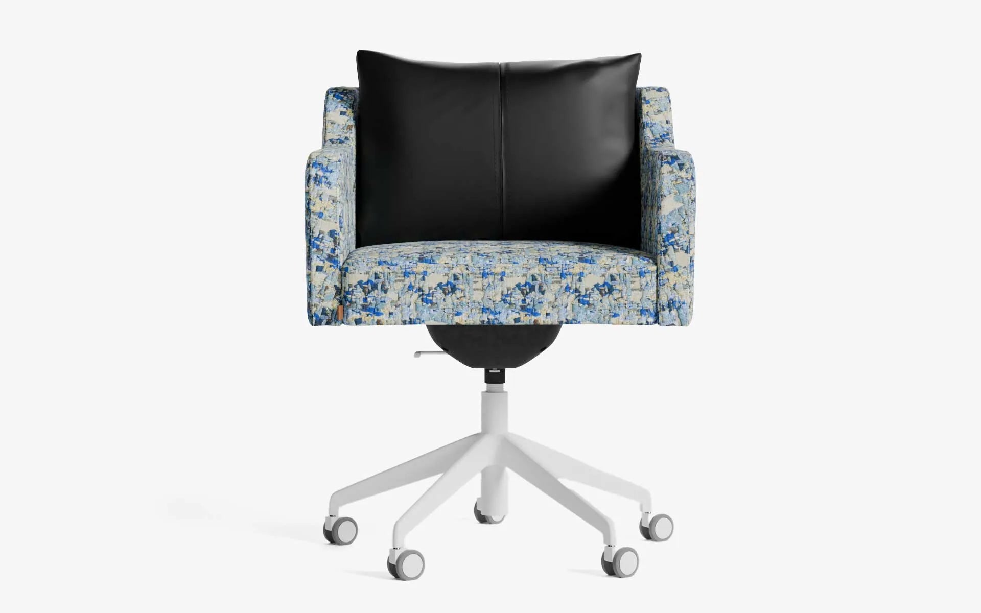 PAPILLONNE Ofis Sandalyesi Tekerlekli Mavi Kenzo Beyaz Siyah Suni Deri | lagu