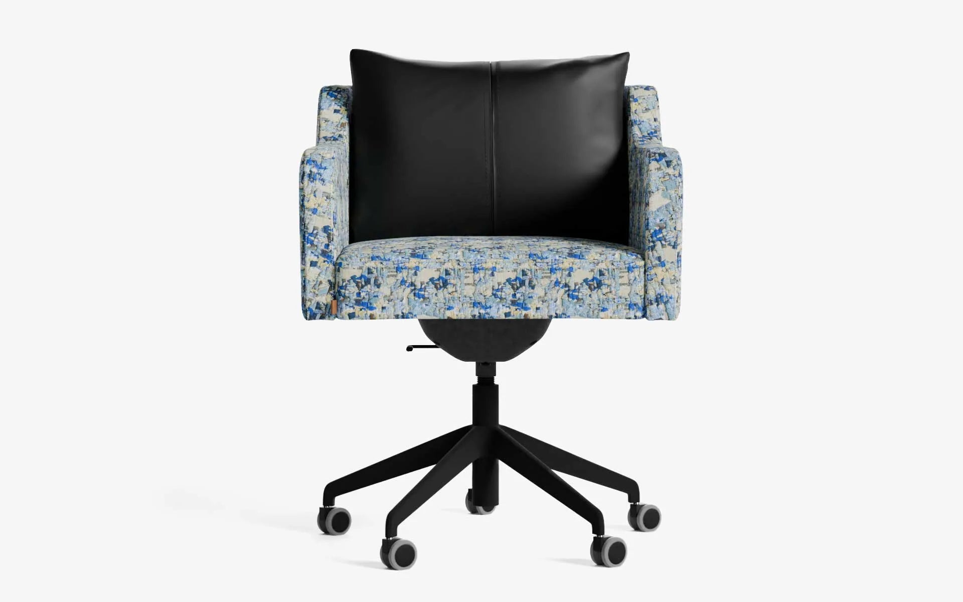 PAPILLONNE Ofis Sandalyesi Tekerlekli Mavi Kenzo Siyah Siyah Suni Deri | lagu