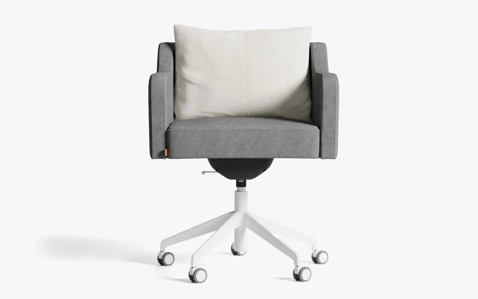 PAPILLONNE Ofis Sandalyesi Tekerlekli Açık Gri Keten Dokulu Beyaz Bej Buklet | lagu