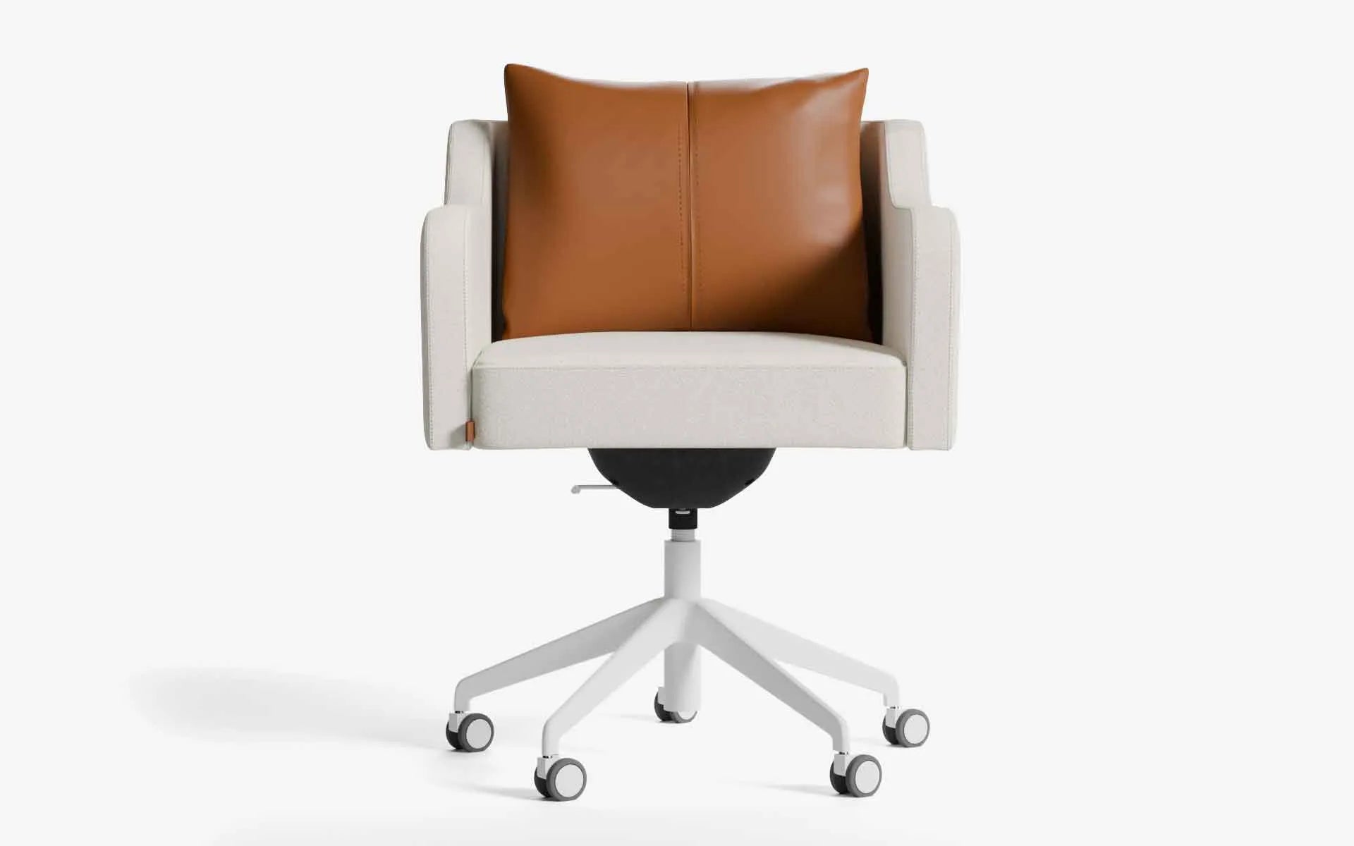 PAPILLONNE Ofis Sandalyesi Tekerlekli Bej Buklet Beyaz Kahverengi Suni Deri | lagu