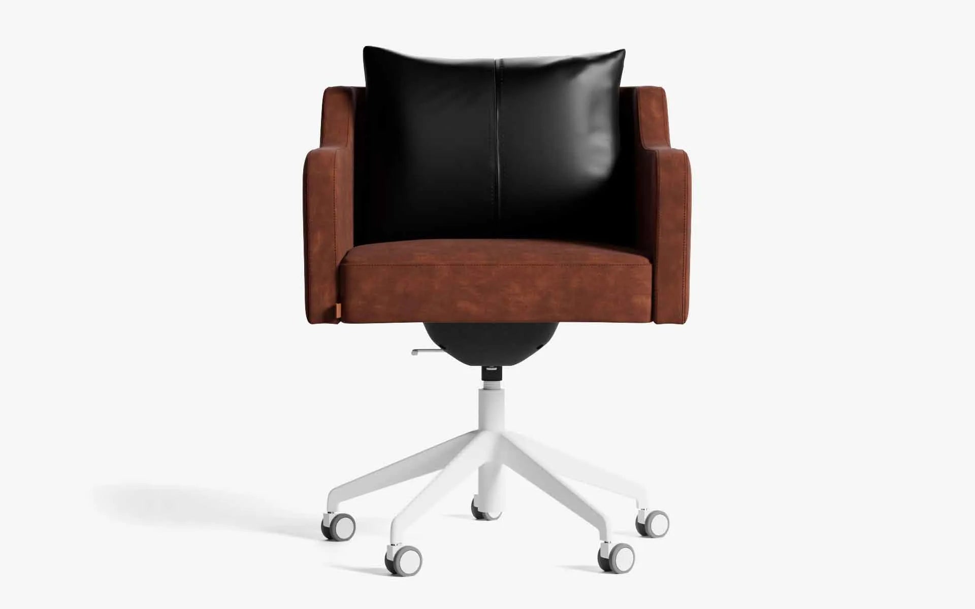 PAPILLONNE Ofis Sandalyesi Tekerlekli Turuncu Kadife Beyaz Siyah Suni Deri | lagu