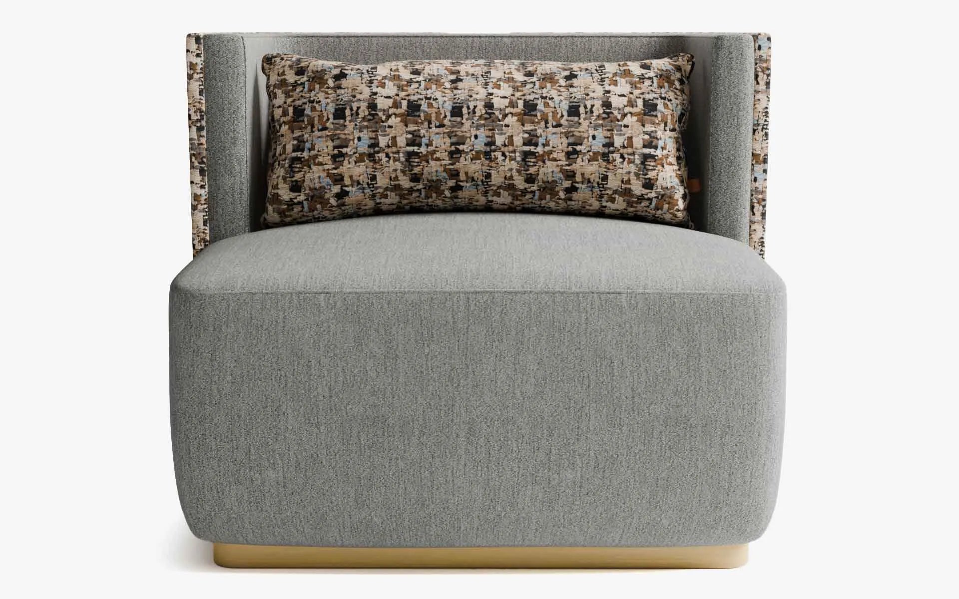 PAPILLONNE Tekli Koltuk / Berjer Gri Buklet Pastel Kenzo Pirinç Kaplama | lagu