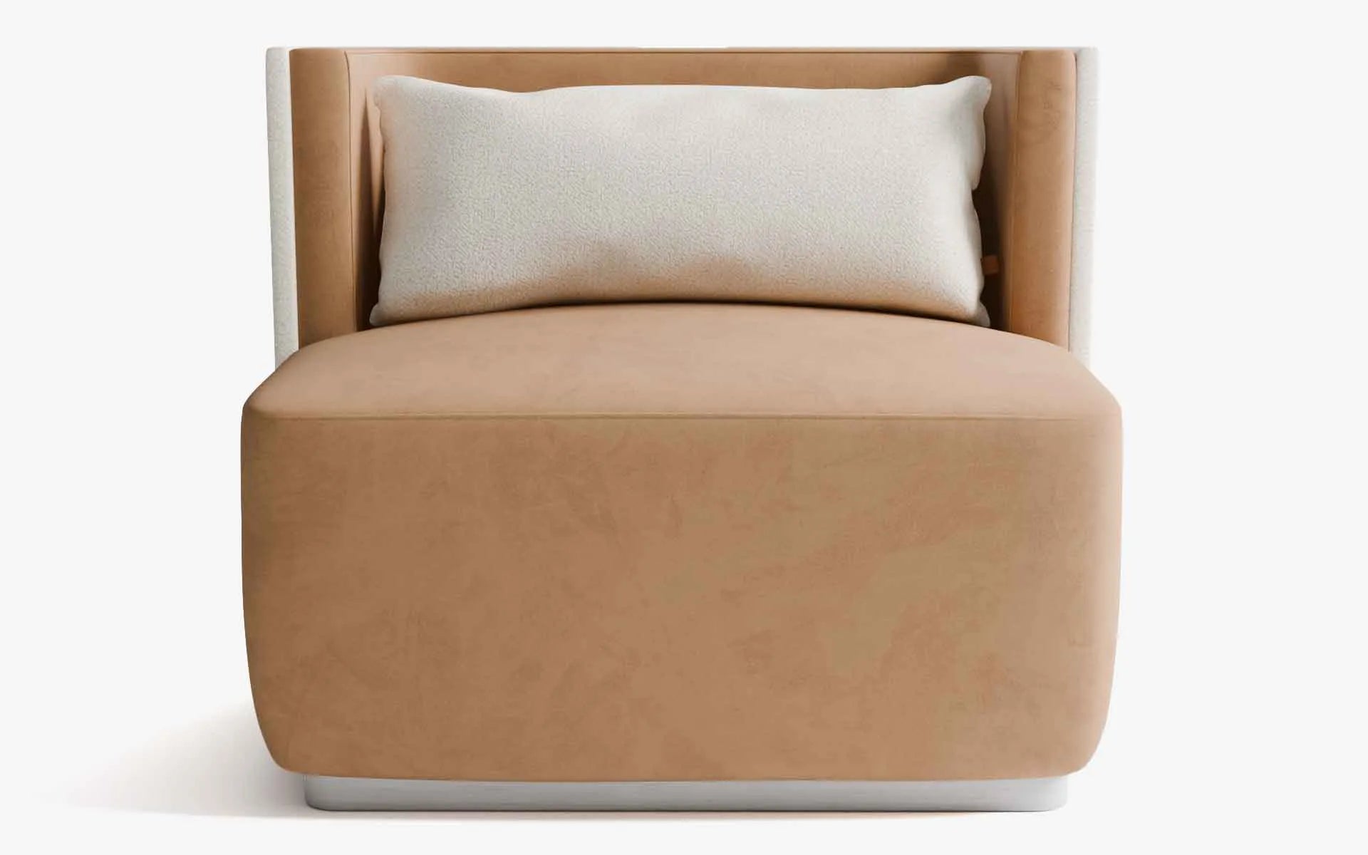 PAPILLONNE Tekli Koltuk / Berjer Turuncu Kadife Bej Buklet Satine Krom | lagu