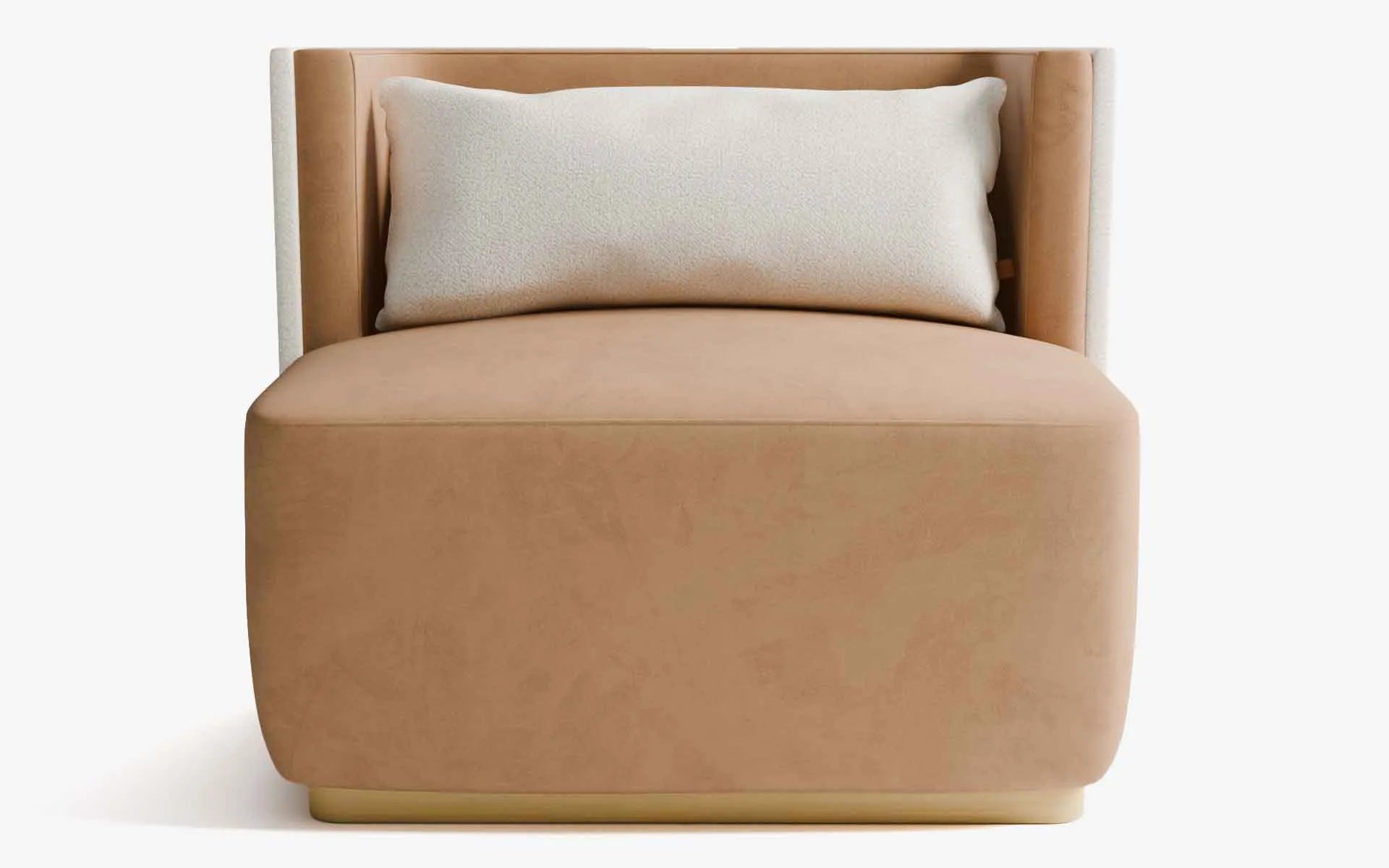 PAPILLONNE Tekli Koltuk / Berjer Turuncu Kadife Bej Buklet Pirinç Kaplama | lagu