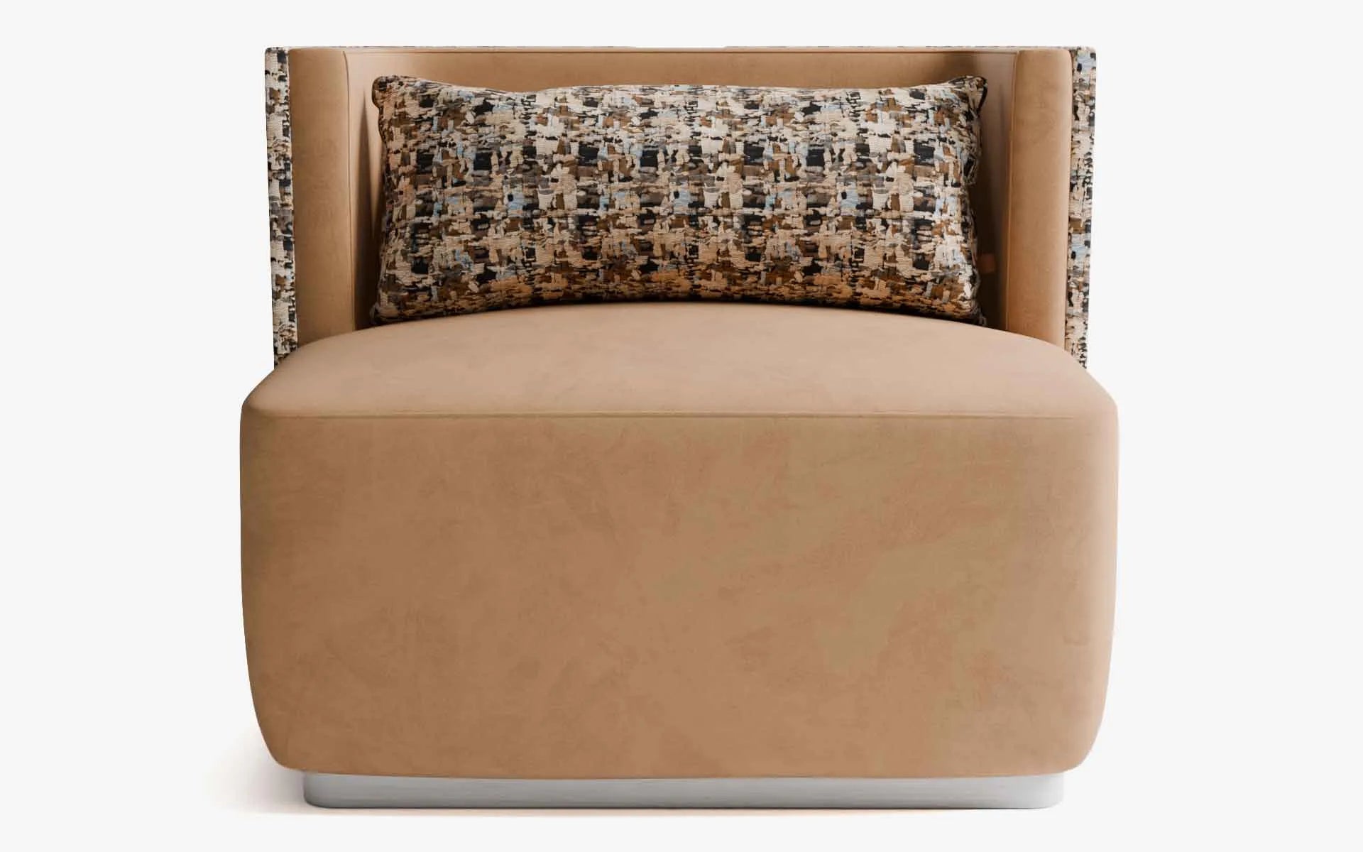 PAPILLONNE Tekli Koltuk / Berjer Turuncu Kadife Pastel Kenzo Satine Krom | lagu