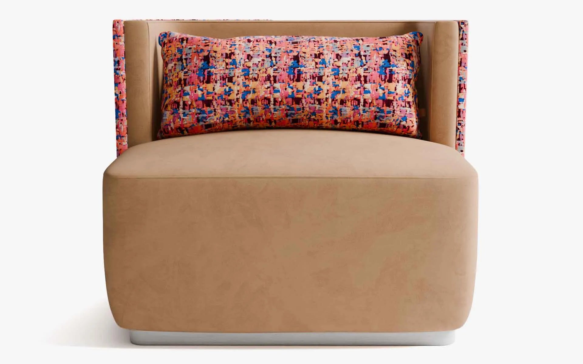 PAPILLONNE Tekli Koltuk / Berjer Turuncu Kadife Pembe Kenzo Satine Krom | lagu