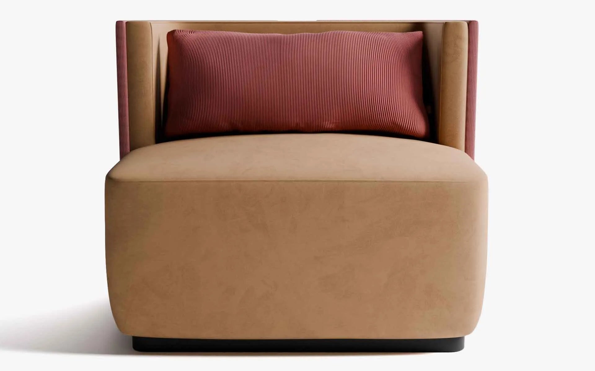 PAPILLONNE Tekli Koltuk / Berjer Turuncu Kadife Pembe Fitilli Gofrato Siyah | lagu