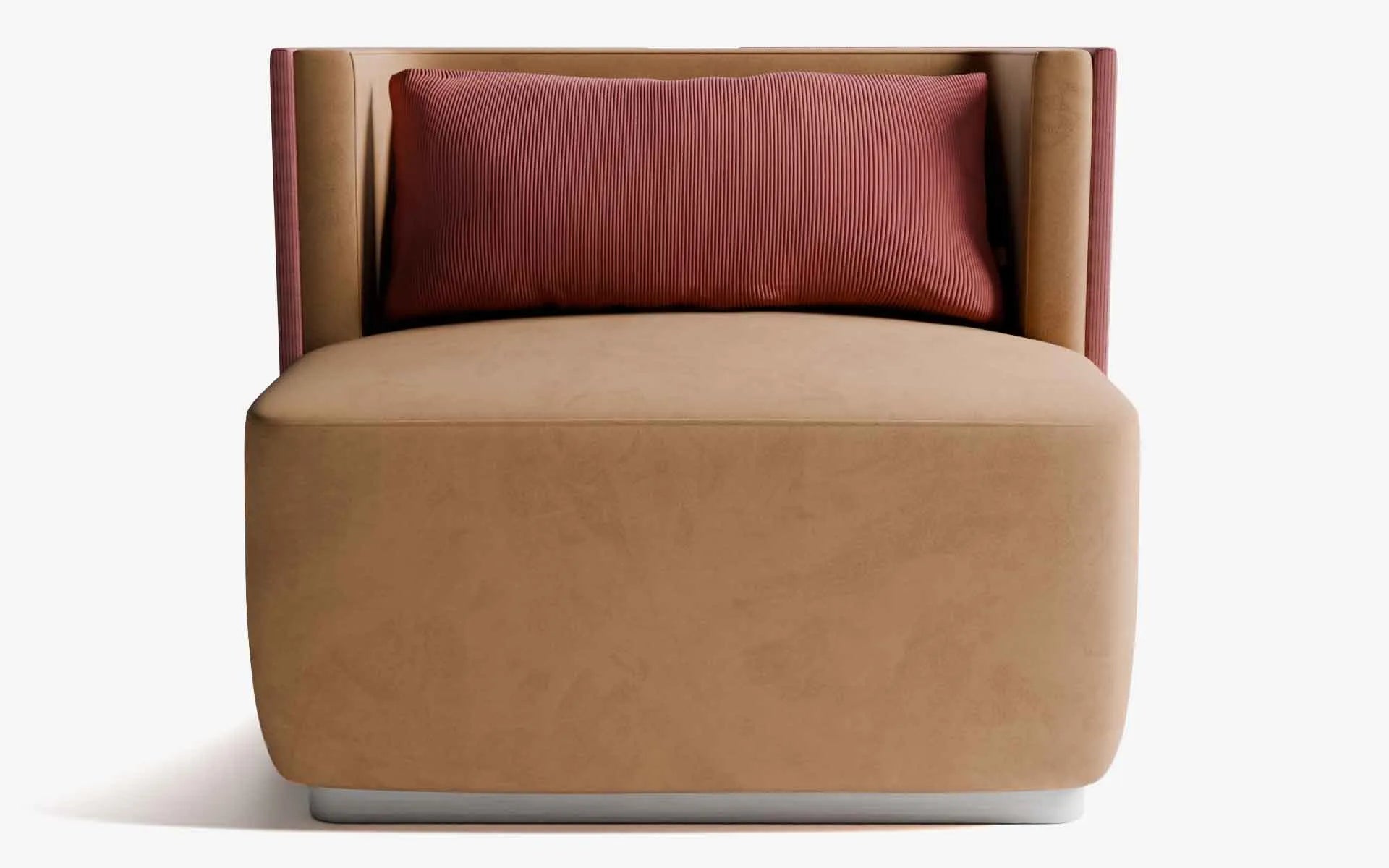 PAPILLONNE Tekli Koltuk / Berjer Turuncu Kadife Pembe Fitilli Satine Krom | lagu